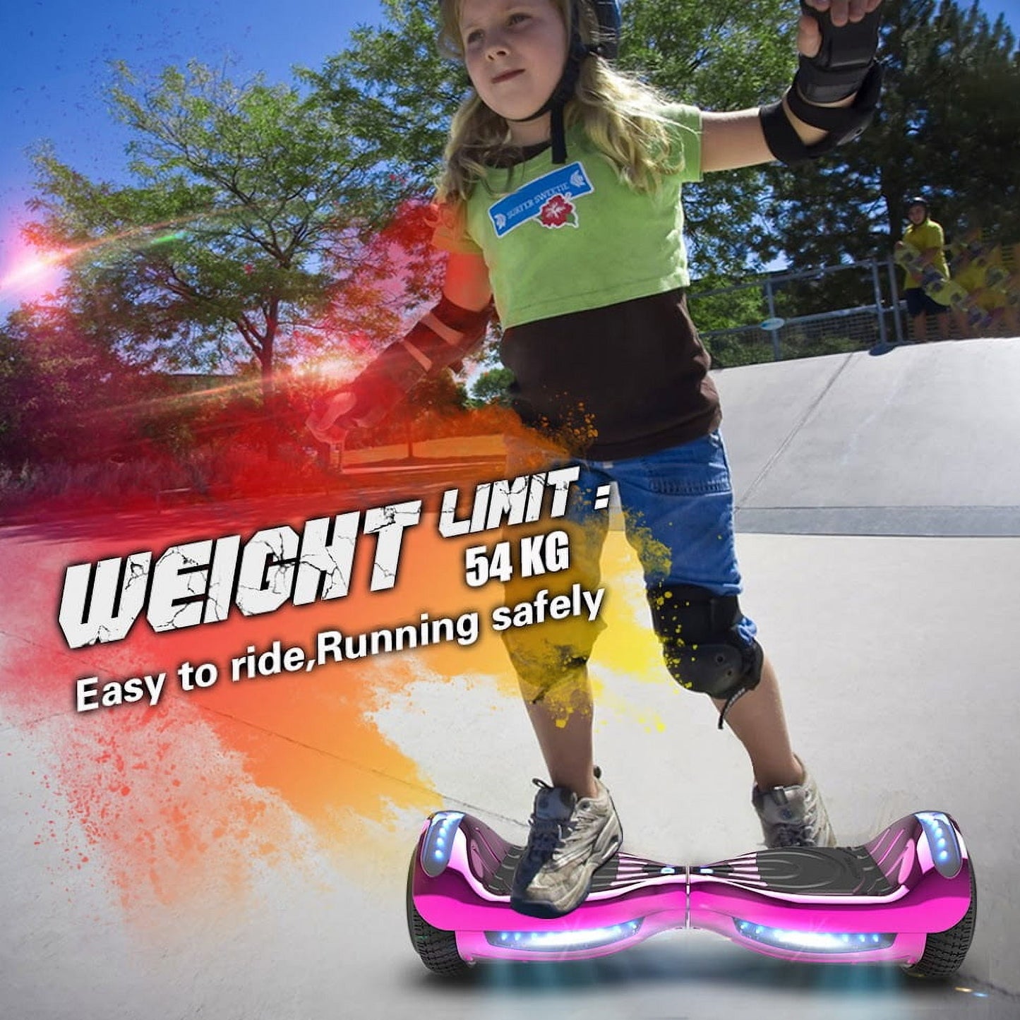 Hoverstar Flash Wheel Certified Hover board 6.5 In. Bluetooth Speaker with LED Light Self Balancing Wheel Electric Scooter , Chrome Pink