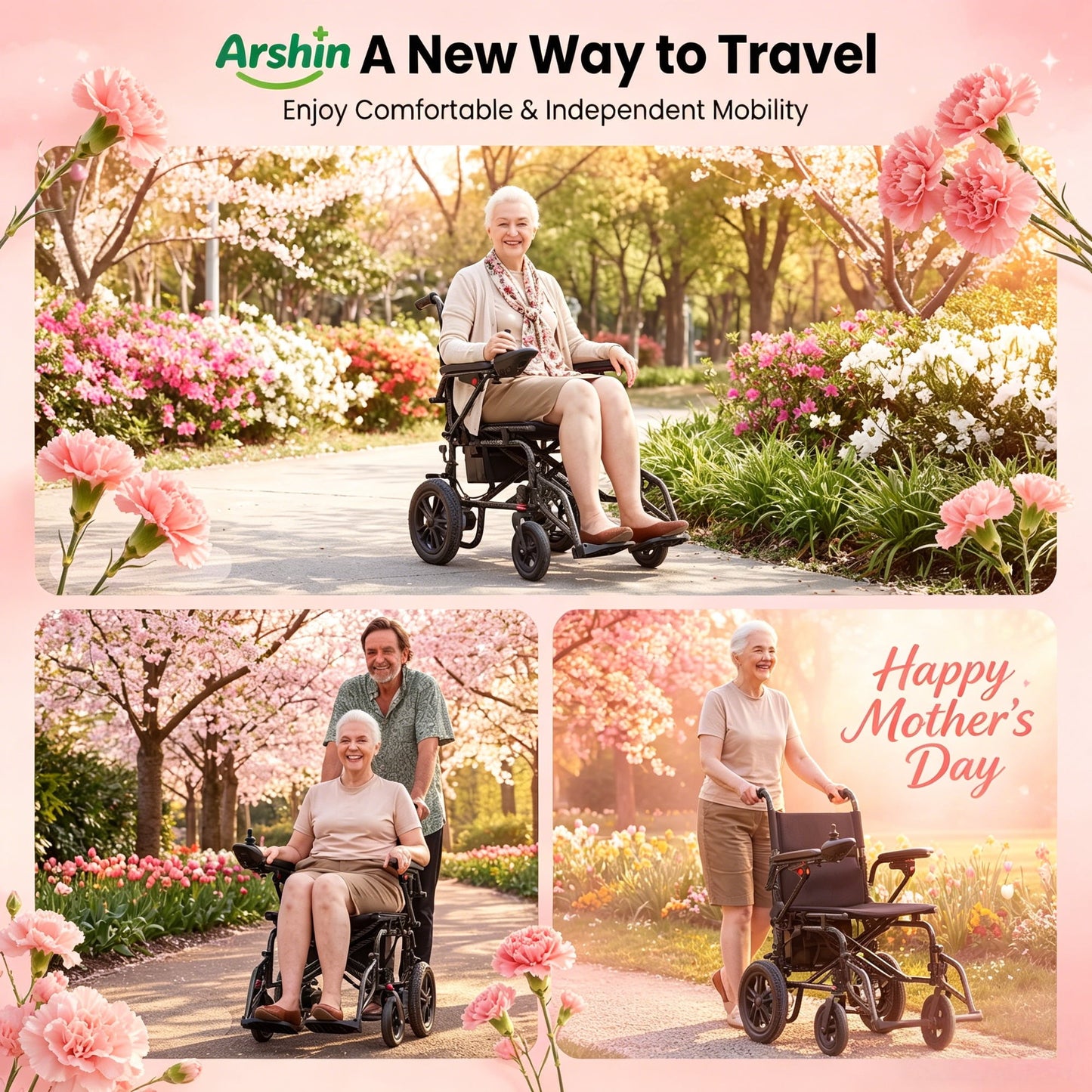 Foldable Electric Wheelchair,20+ Miles,360°Joystick,Gift for Mom on Mother's Day(Black)