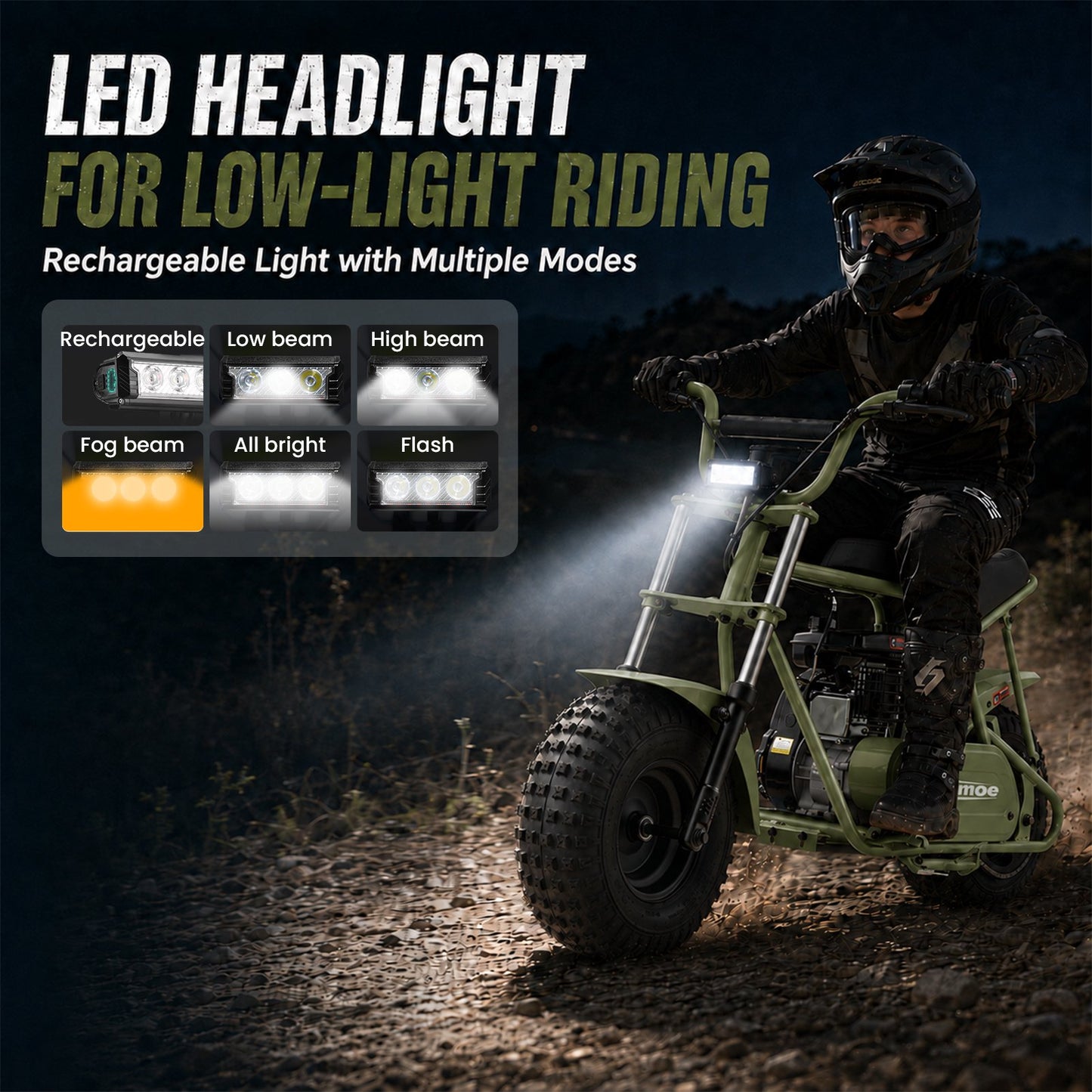 Aoemoe 105CC Dirt Bike, 30 MPH High-Speed Off-Road Motorcycle, Green