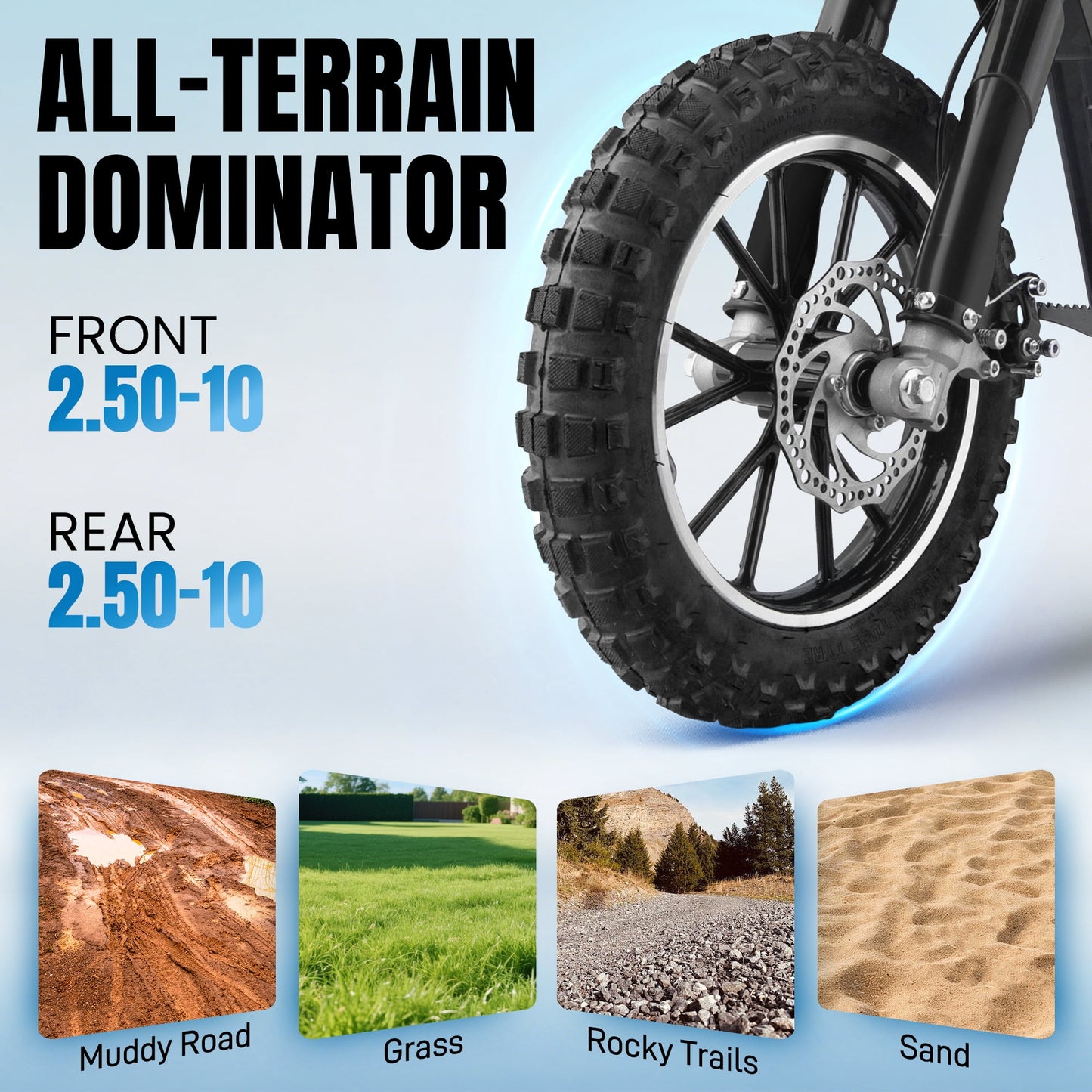 36V Electric Dirt Bike for Kids,IVFJFV 500W Kids Electric Dirt Bike, All Terrain Off-Road E Dirt Bike with Front & Rear Disc Brakes,Dual Speed Mode Max 17.4 MPH,23.6 Miles Long Range,BLUE