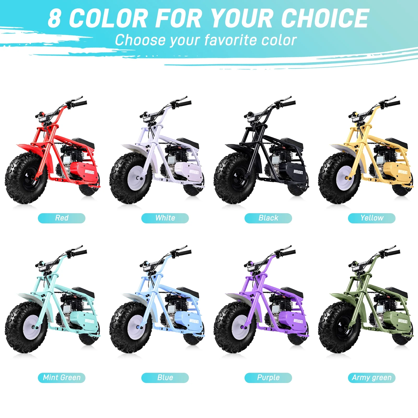 Aoemoe 99CC MB001 Gasoline Mini Dirt Bike,4-Stroke 18MPH Off Road Motorcycle, Weight Support Up to 165 LBS - Mint Green