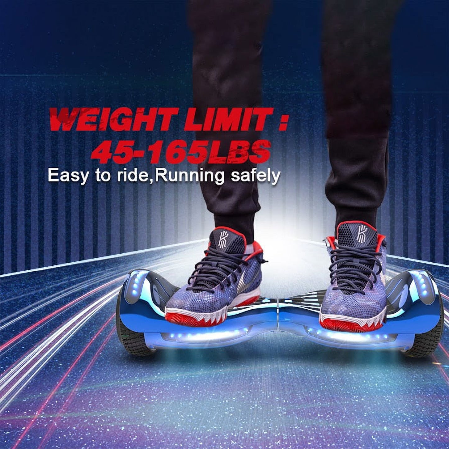 Hoverstar Certified Hover board 6.5 In. Bluetooth Speaker with LED Flash Wheel Self Balancing Wheel Electric Scooter - Chrome Turquoise