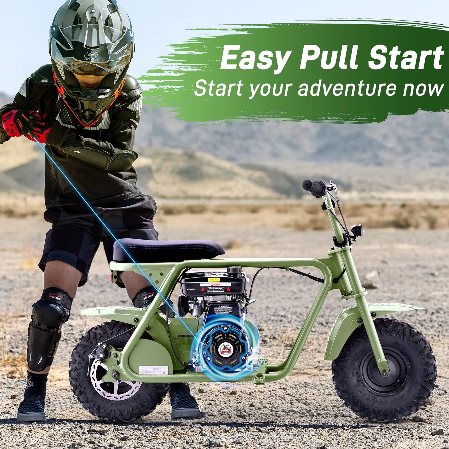 Aoemoe 99CC MB001 Gasoline Mini Dirt Bike,4-Stroke 18MPH Off Road Motorcycle, Weight Support Up to 165 LBS - Army green