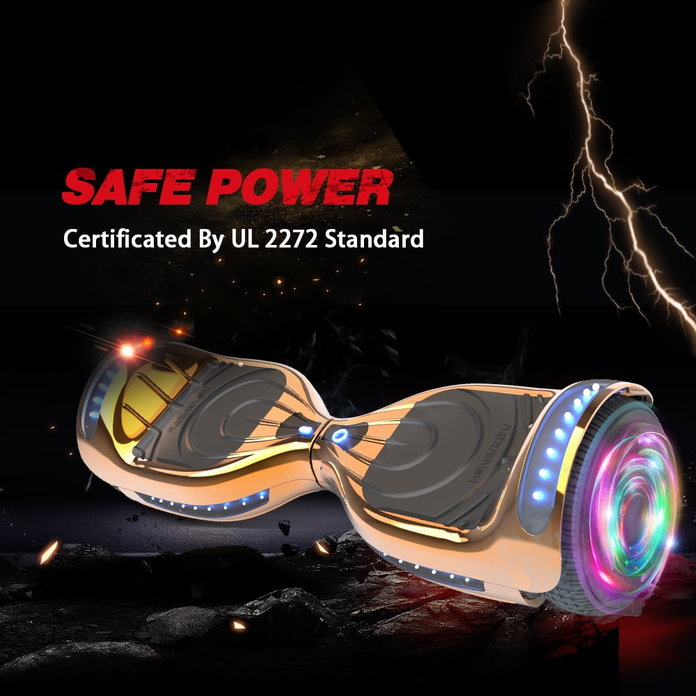 Hoverstar Flash Wheel Hover board 6.5 In. Bluetooth Speaker with LED Light Self Balancing Wheel Electric Scooter , Chrome Rose gold