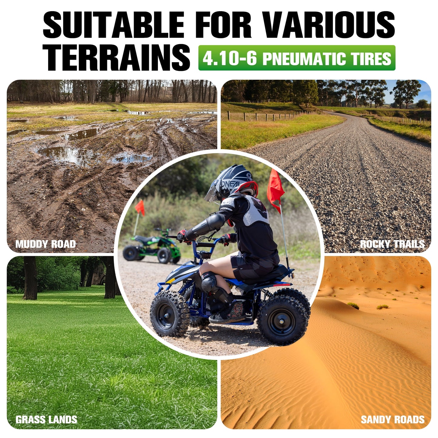 QEASET 36V 500W Ride-On Buggy Off-Roader, Parent Speed Key 10-15 mph, 15-Mile Range, Green