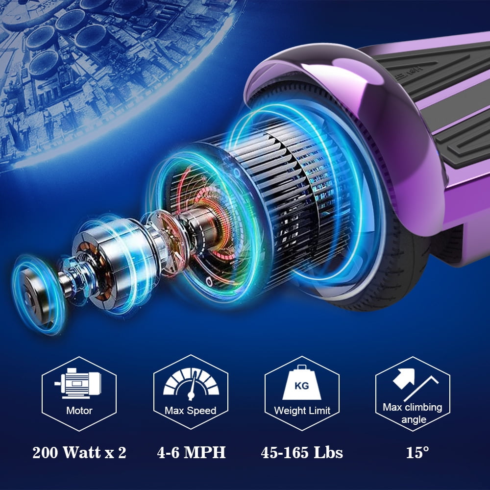 MOSTA All Terrain Self-Balance Scoote ,Electric Scooter Board for Kids & Adults with Bluetooth and Led Lights,6.5 inch,165 lbs capacity Perfect Gift