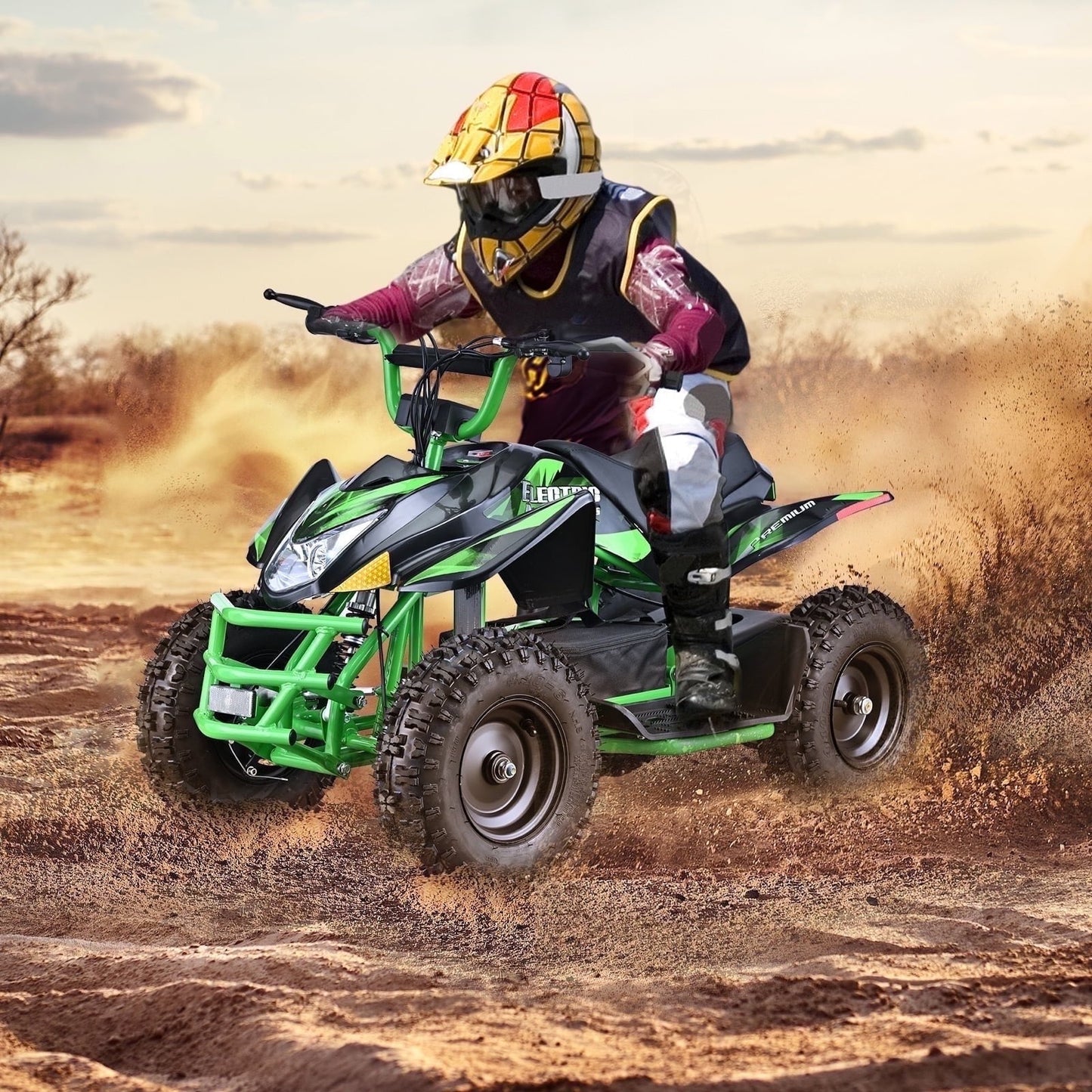 Aoemoe 500W Ride-On Racer – 15mph Speed, 36V Battery, 45–60 Min Play, Green