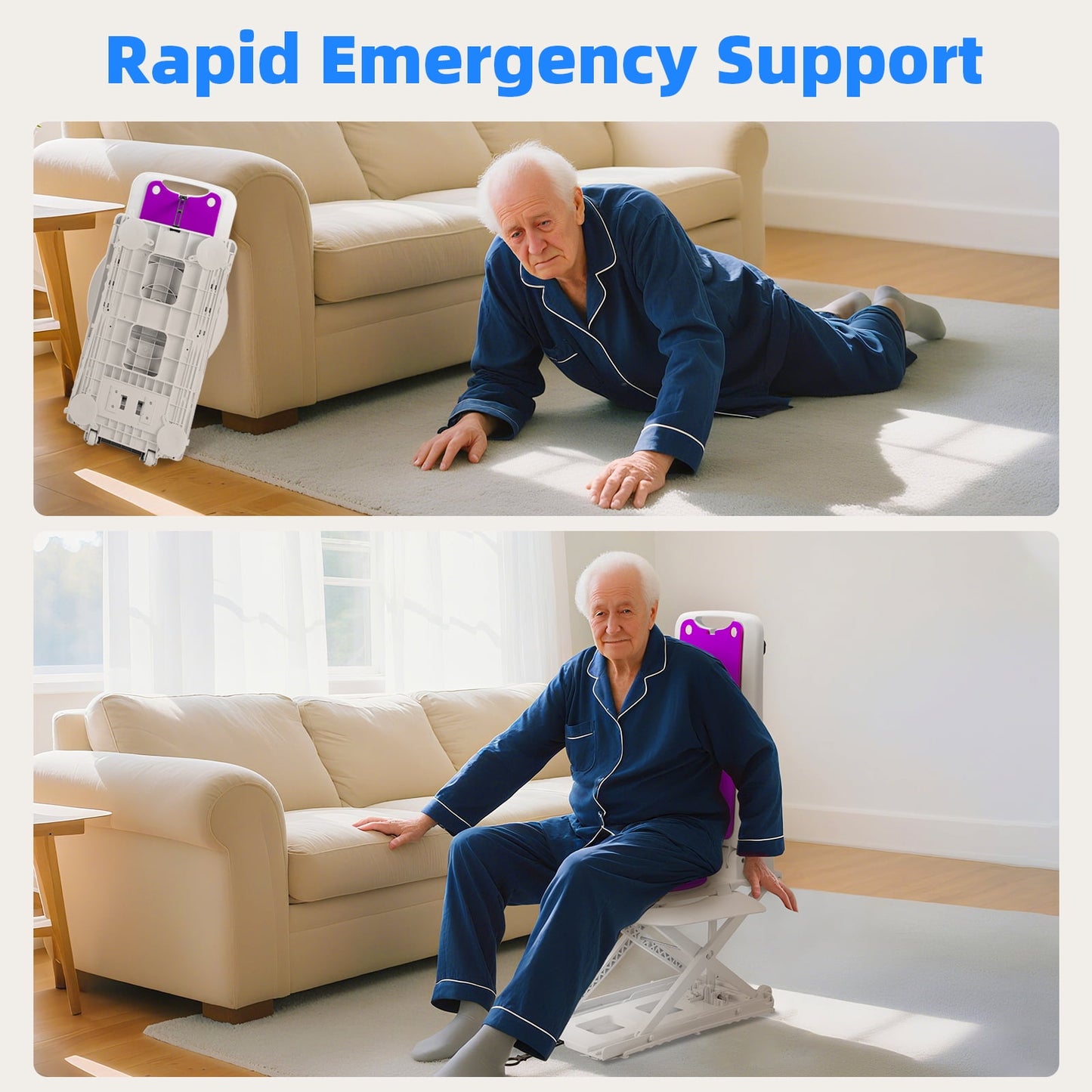 Electric Chair Lift for Senior,Remote Control Floor Lift with Padded Backseat,Bathtub Lift Elderly from Floor,Net Weight 24 LBS,Support Max 308 LBS,Safety and Waterproof Design(Purple)