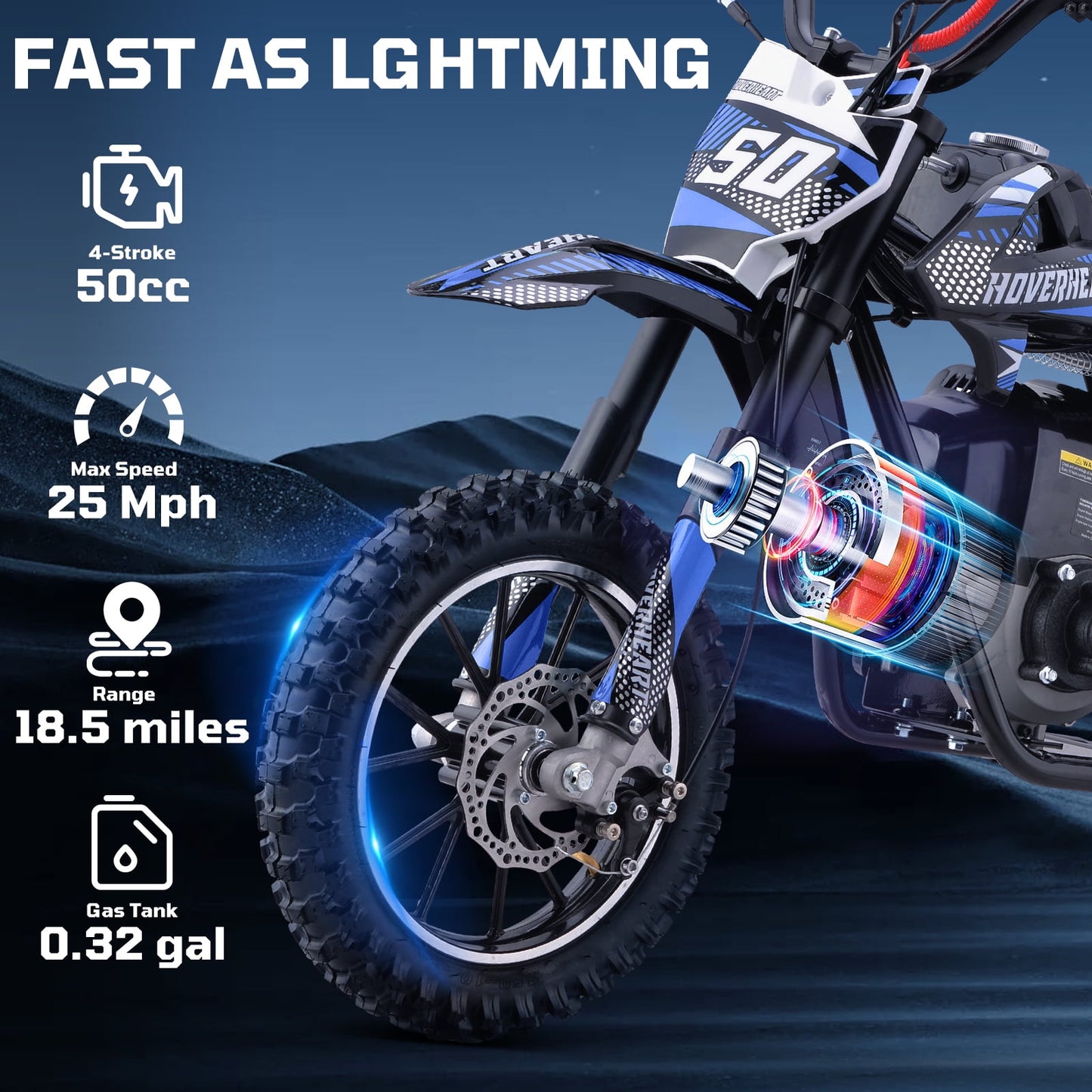 39cc Gas Dirt Bike, PESCROA Dirt Bike with 25MPH Max Speed, Mini Dirt Bike with 4-Stroke, Mini Bike with Disc Brakes, Gas Powered Bike with 18.5 Miles Max Range