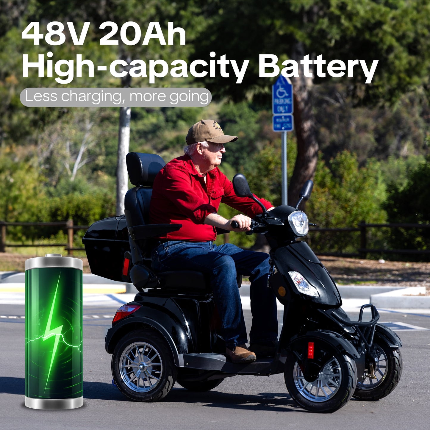 Upgrade Heavy Duty 4 Wheel Mobility Scooters for Seniors & Adults 500lbs Capacity,Arshin 800W All Terrain Fast Mobility Scooter for Travel,Electric Powered Chair,25 Miles Rang,Remote Key(Black)