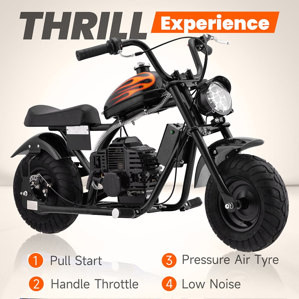 Aoemoe Gas Mini Chopper Bike, DB004 Model 49.4 CC 2-Stroke Powered Mini Bike, Black