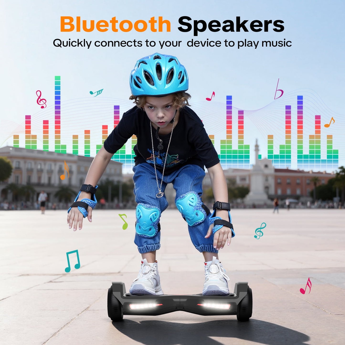 MOSTA All Terrain Self-Balance Scoote ,Electric Scooter Board for Kids & Adults with Bluetooth and Led Lights,6.5 inch, 9 Miles Max 165 lbs capacity Perfect Gift