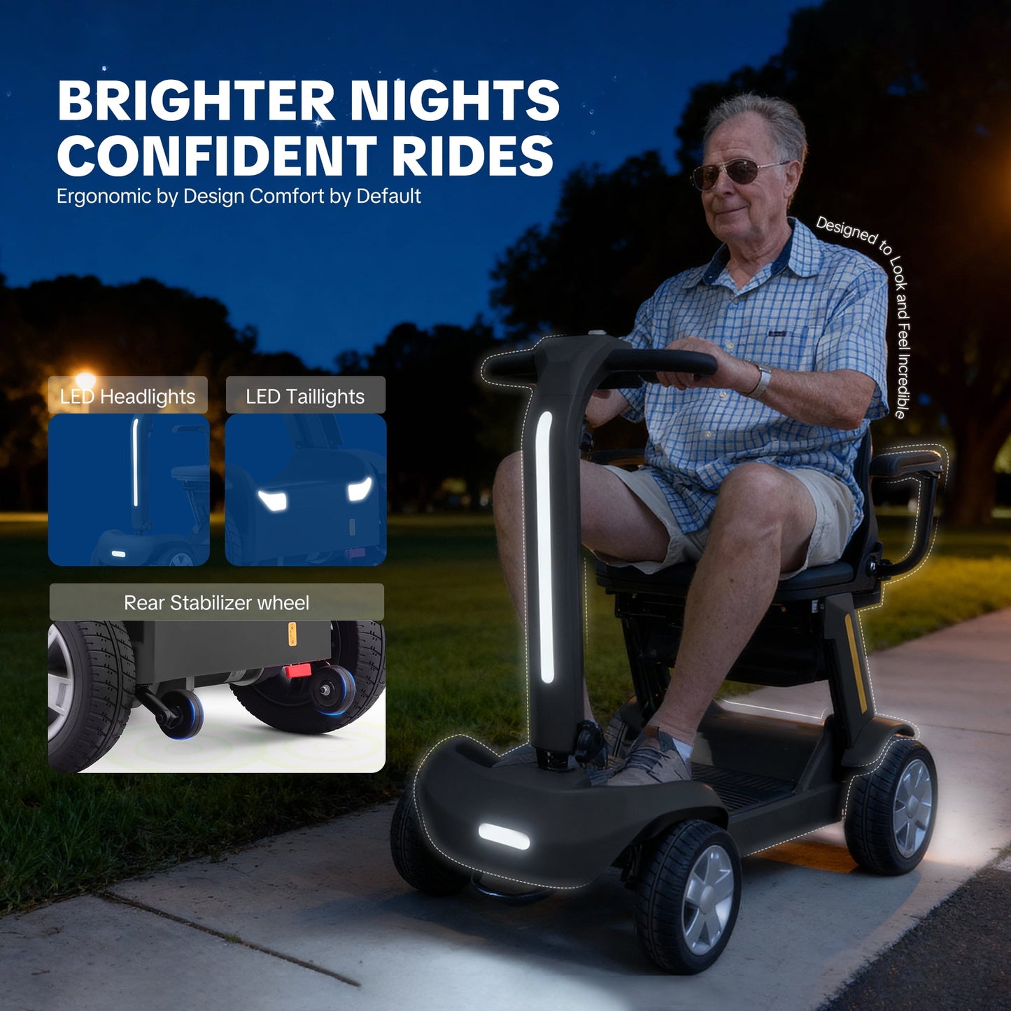 Upgrade Heavy Duty Mobility Scooter for Seniors-Electric Powered Wheelchair,Trunk-Friendly! Best Gift for Mom & Dad,Supports 300 lbs(Black)