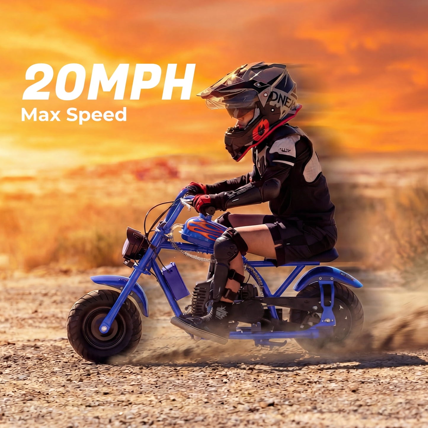 QEASET 40cc Gas Power 4 Stroke Mini Pit Dirt Bike Pull Start for Tweens with 6" Wheels, BLUE