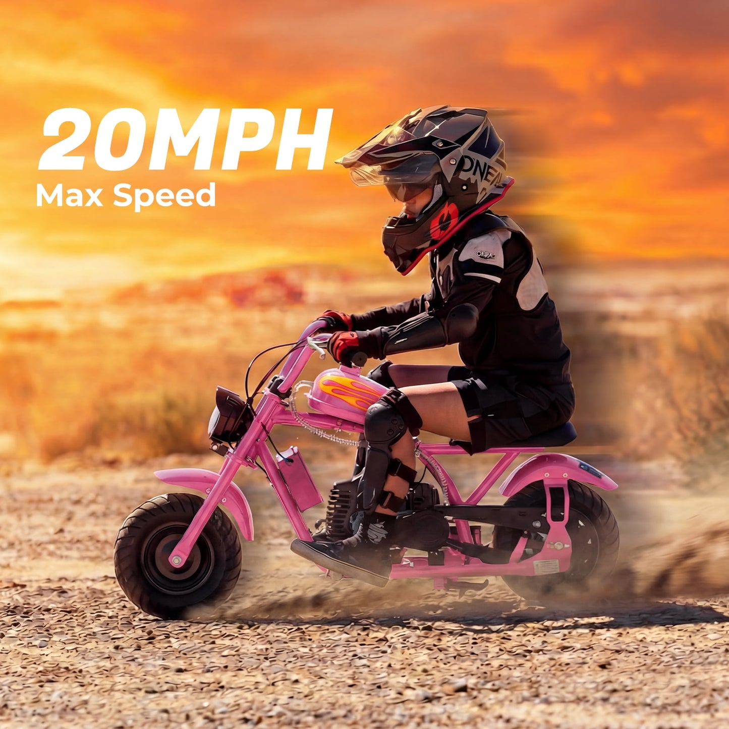 Aoemoe 40cc Dirt Bike up to 18 mph, 27 Miles Long Range, Max 165 Lbs, PINK