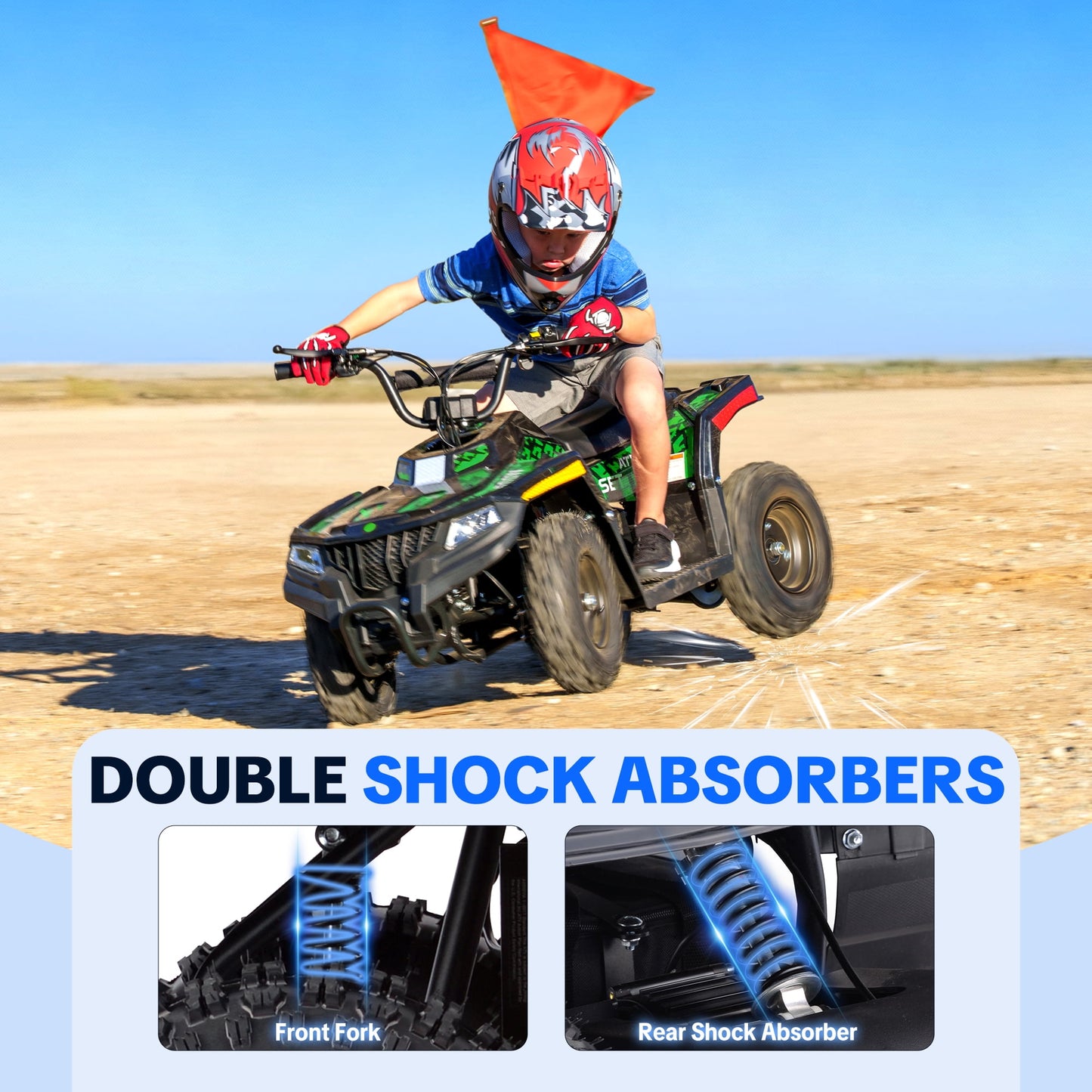 QEASET 36V Battery-Powered Off-Road Ride-On Buggy – Parent-Lock 2-Speed, 10-Mile Range, Grass & Dirt Ready,Green