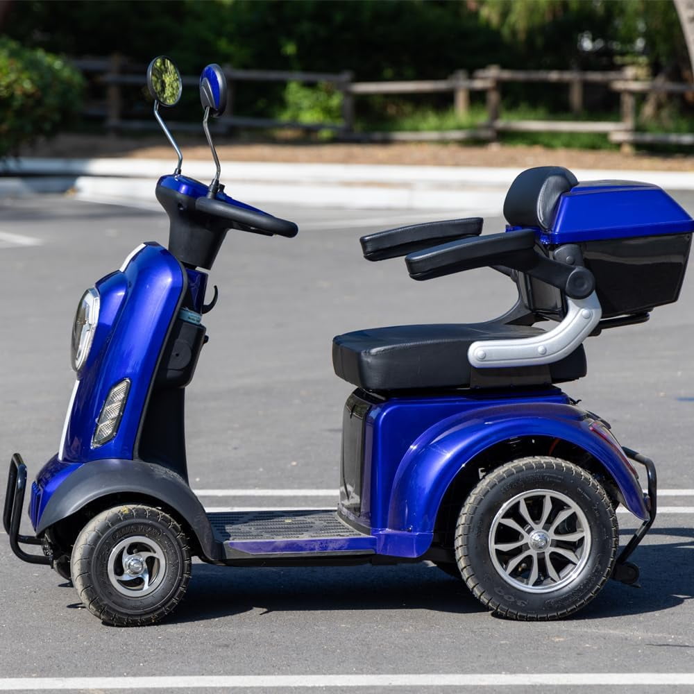 Aoemoe 4-Wheel Mobility Scooter, Electric Heavy Duty Wheelchair, 500 Lb Limit, Blue