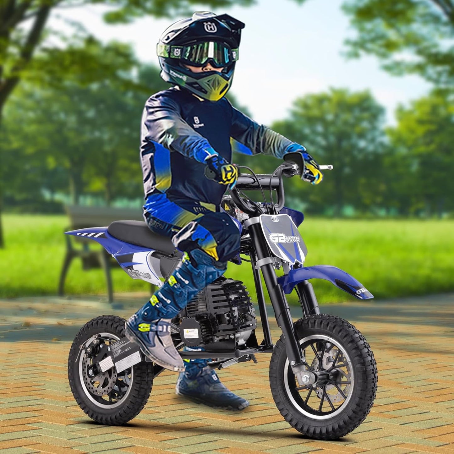 WAWA 49CC Dirt Bike, Mini Bike 2-Stroke Gas Powered off Road with Max Speed 20MPH, Pull Start