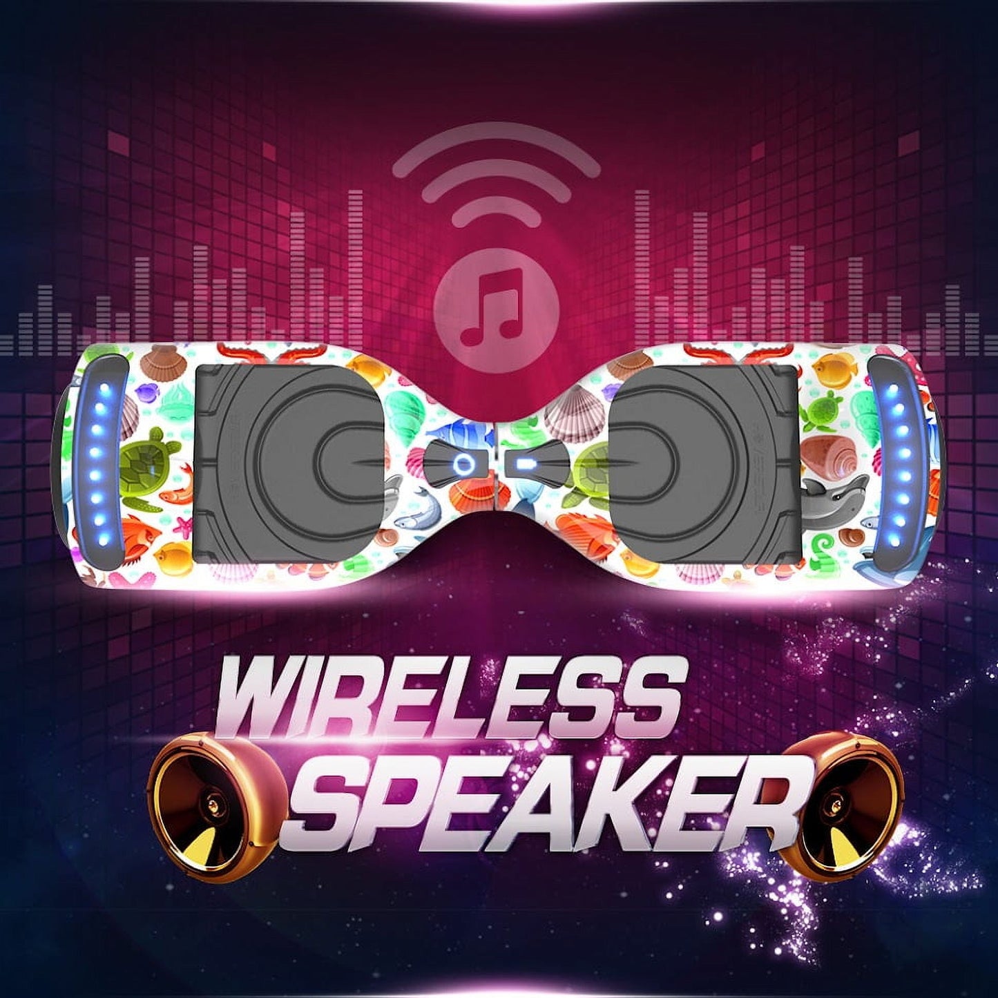 Hoverstar Flash Wheel Hoverboard 6.5 In., Bluetooth Speaker with LED Light, Self Balancing Wheel, Electric Scooter, Sea World