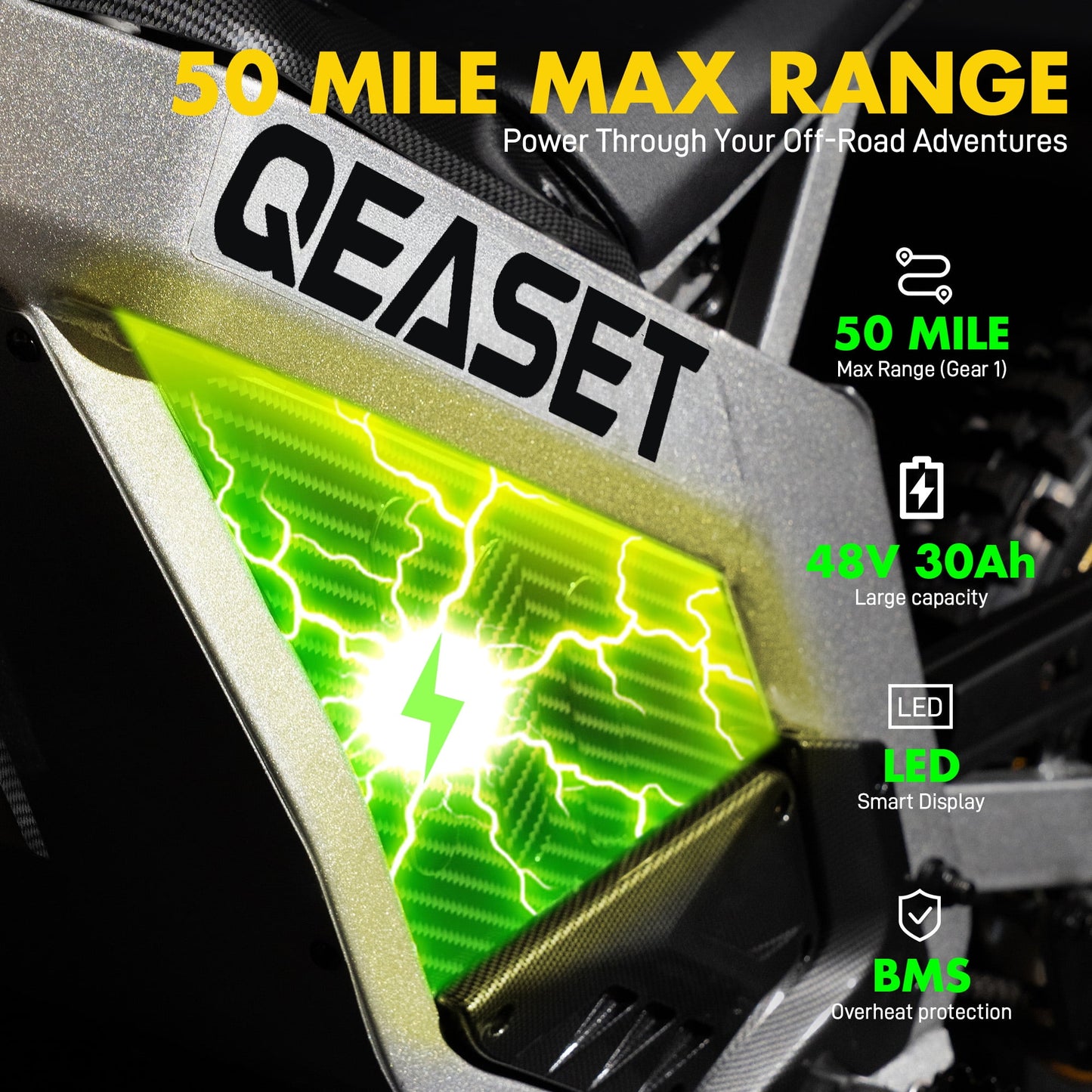 QEASET Electric Dirt Bike for Adults,3000W Peak Power Motor,48V 30Ah Battery, 200N.m High Torque,Max 42Mph,All Terrain Motorized Dirt Bikes, Black