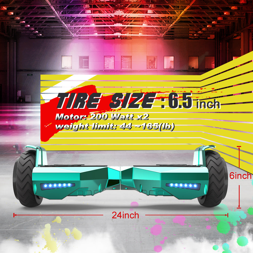 MOSTA All Terrain Self-Balance Scoote ,Electric Scooter Board for Kids & Adults with Bluetooth and Led Lights,6.5 inch,165 lbs capacity Perfect Gift