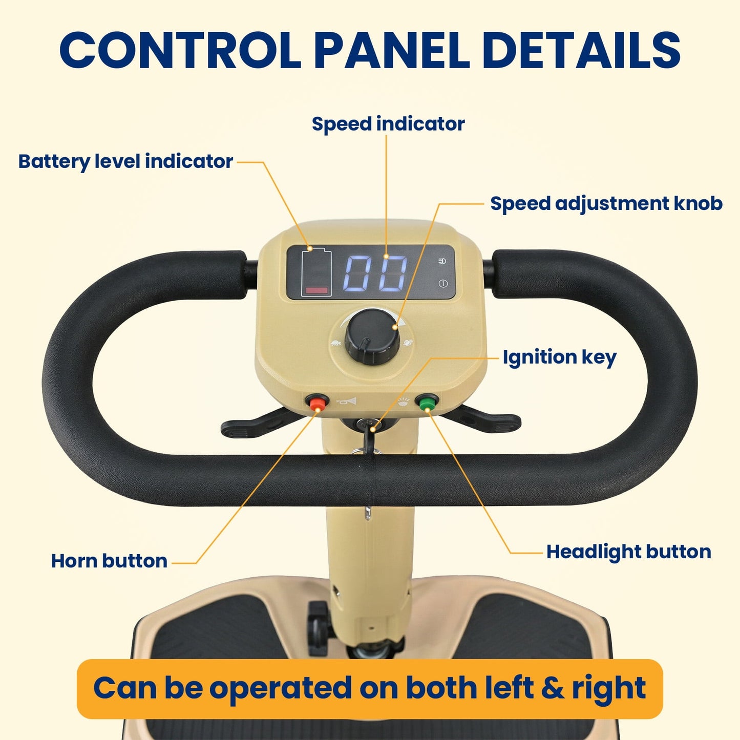 Easy-to-Use Mobility Scooter for Seniors,Lightweight Foldable,300lbs Capacity,Yellow
