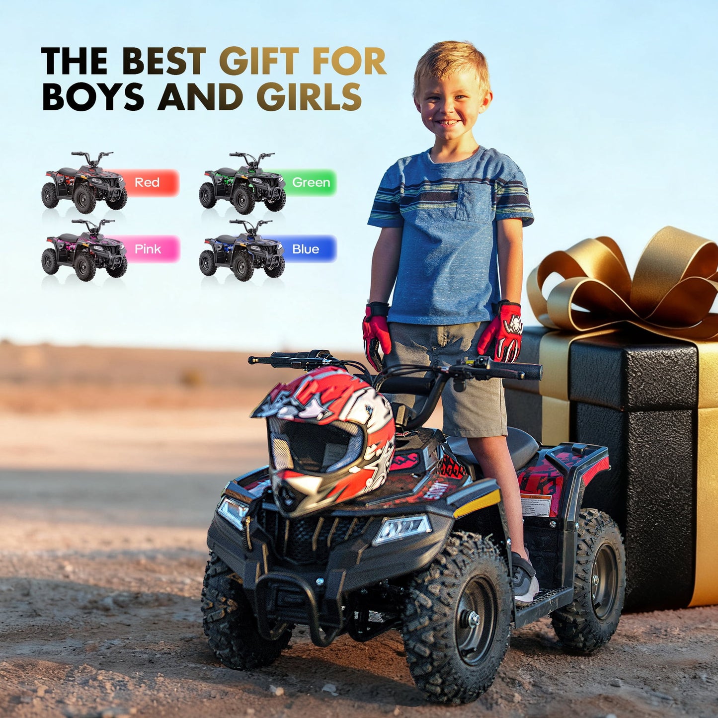 Electric Four Wheeler 36V 500W Brushless Motor,IVFJFV All Terrain Electric 4-Wheel Off-road Ride Car,Dual Speed 10 to 15MPH,Outdoor Adventure Vehicle with Stable Chassis,BLUE,36V 12Ah