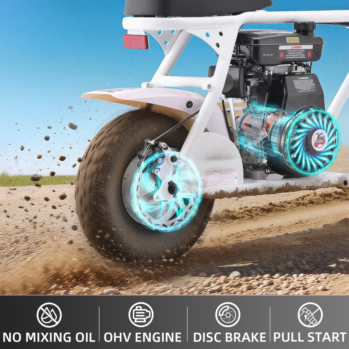 Mini Bike, Gas Dirt Bike, Minibike, Gas Powered Mini Bikes for Adults, 99cc-4 Stroke Pit Bikes with Led, Dirtbike Max Load 200 Lbs, Speed 34.5 KM/H, Perfect Gift