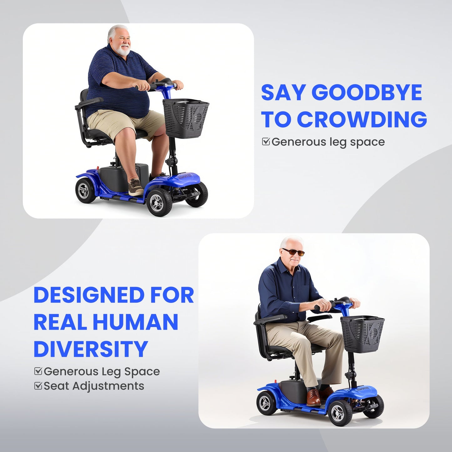 Arshin 4 Wheels Mobility Scooter with USB Port for Seniors,Electric Folding Wheelchair Device for Travel,Blue