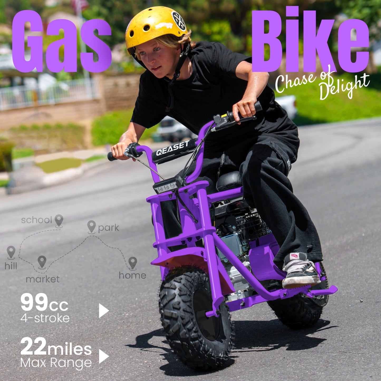 QEASET Mini Dirt Bike – 30 km/h 4-Stroke Off-Road Motorcycle for Teens & Adults,Purple