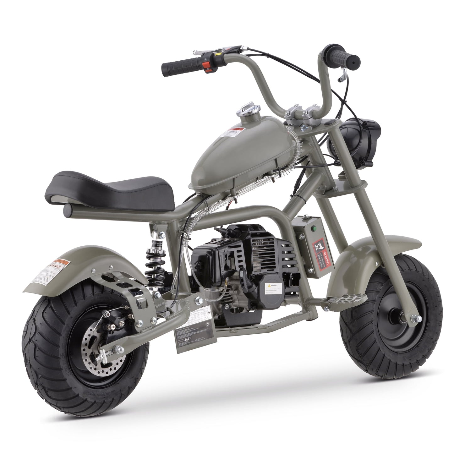 QEASET Gas Mini Chopper Bike, 40CC 4-Stroke Dirt Bike with Big Headlight, Rear Shock Absorber, Metal Frame, Disc Brakes, Max Load 165Lbs, Up to 20Mph, Gary