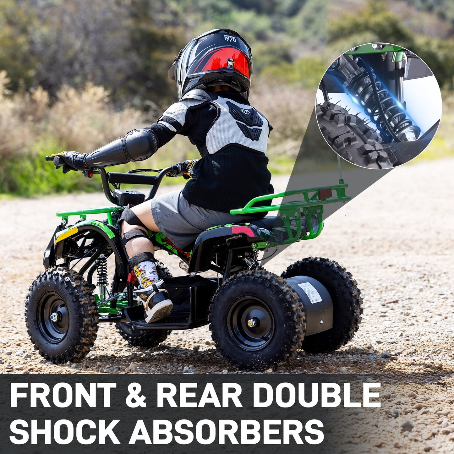 Aoemoe 500W 36V Battery-Powered Ride-On Off-Road 4-Wheeler – 15 Mile Range, Green