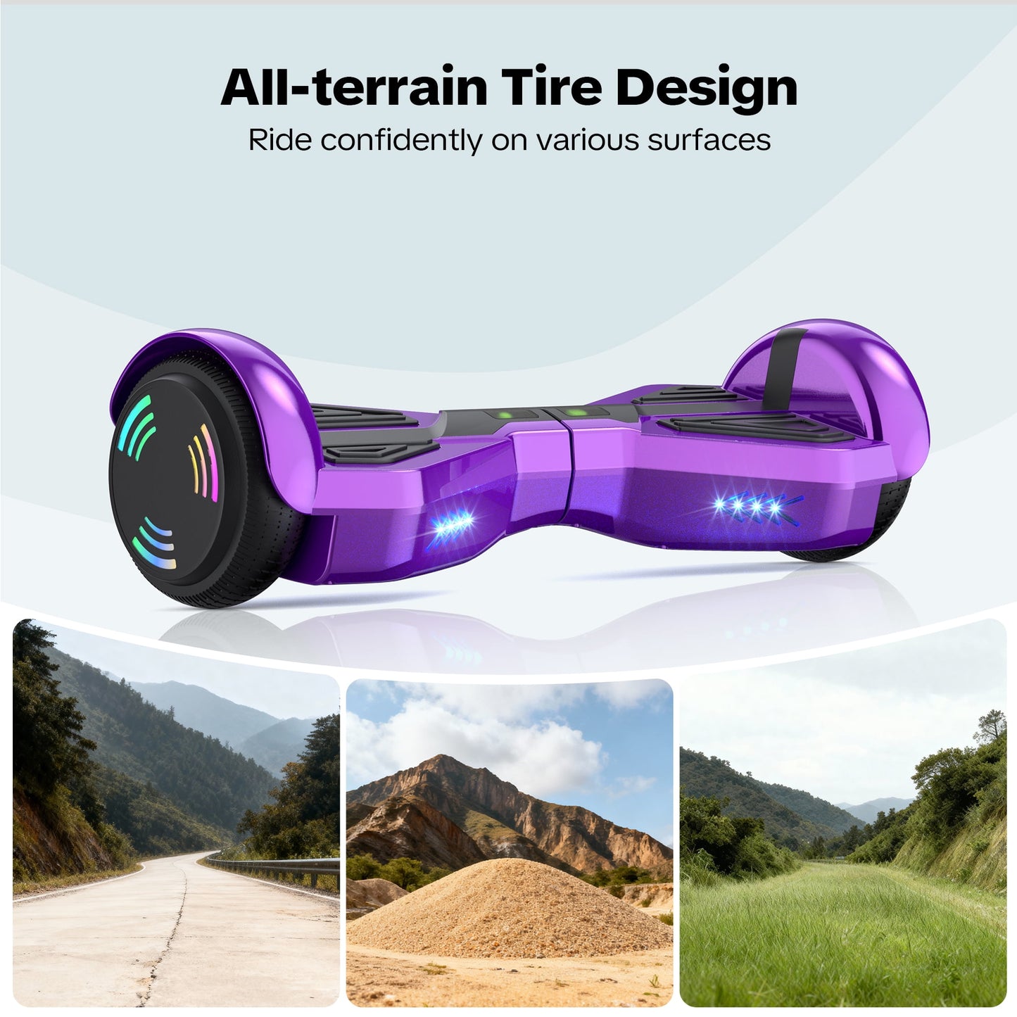 MOSTA All Terrain Self-Balance Scoote ,Electric Scooter Board for Kids & Adults with Bluetooth and Led Lights,6.5 inch,165 lbs capacity Perfect Gift