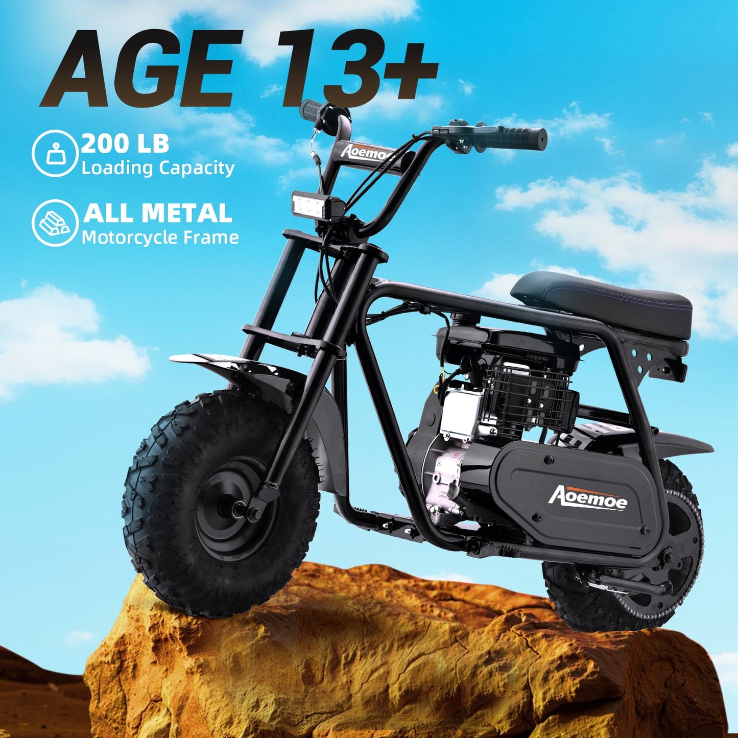 MOSTA Mini Bike, Gas Dirt Bike, Minibike, Gas Powered Mini Bikes for Adults, 99cc-4 Stroke Pit Bikes with Led, Dirtbike Max Load 200 Lbs, Speed 34.5 KM/H, Perfect Gift