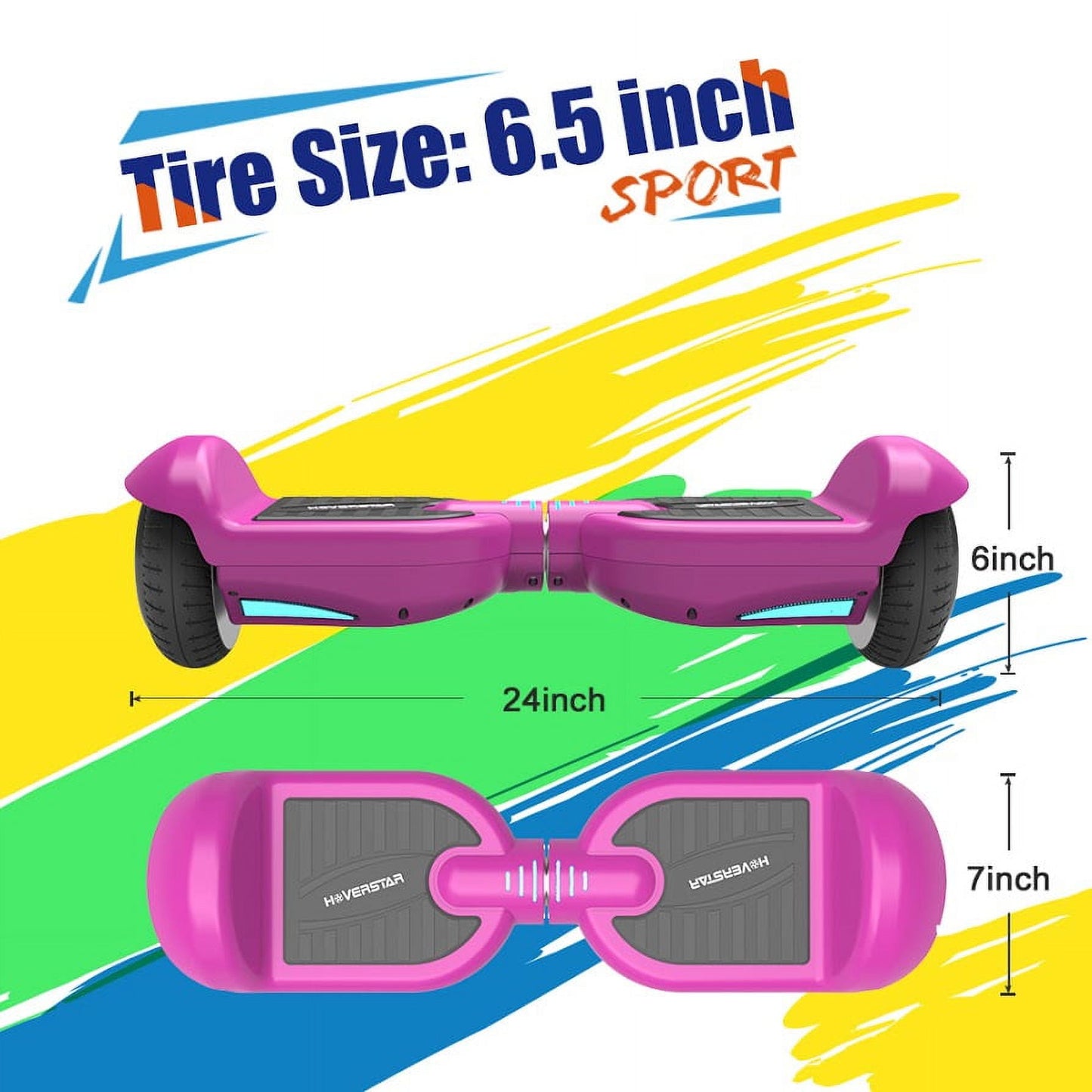 Hoverstar Hover board 6.5 In. Certified Two-Wheel Self Balancing Electric Scooter with LED Light Purple