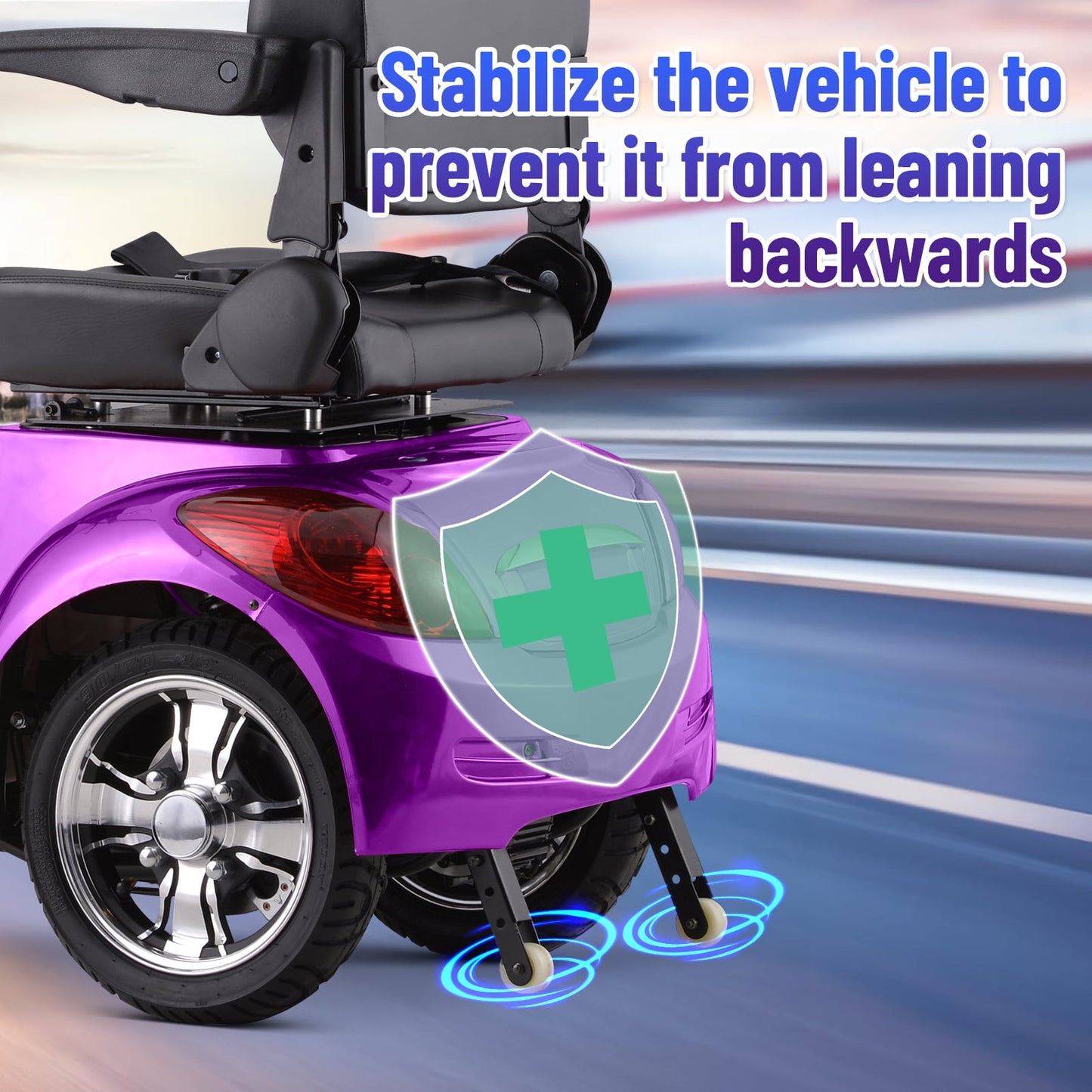 Aoemoe Electric Heavy Duty Mobility Scooters, Large 3-Wheels Wheelchair Device, 500 LBS Capacity for Seniors & Adults, Speed Adjust, Remote Key, Ship Fully Assembled and Ready to Ride (Purple)