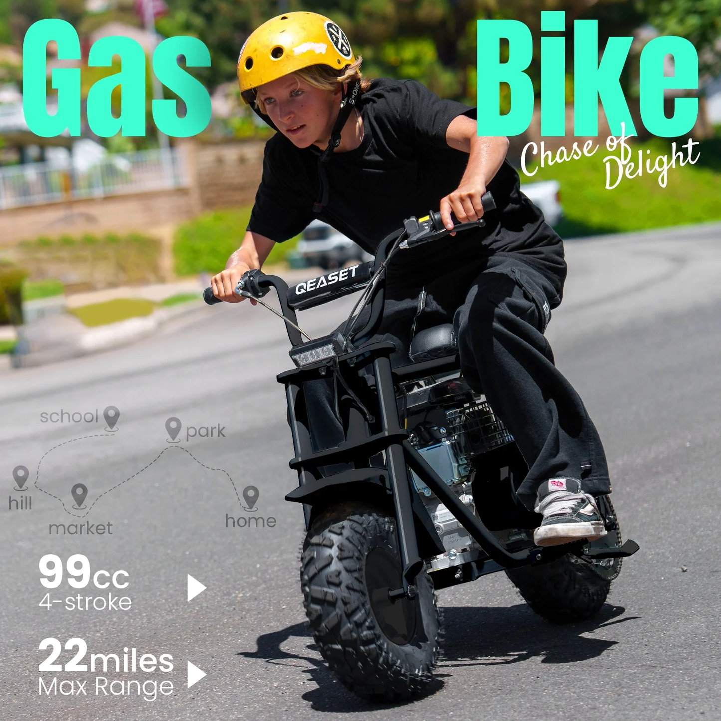 QEASET Mini Dirt Bike – 30 km/h 4-Stroke Off-Road Motorcycle for Teens & Adults,Black