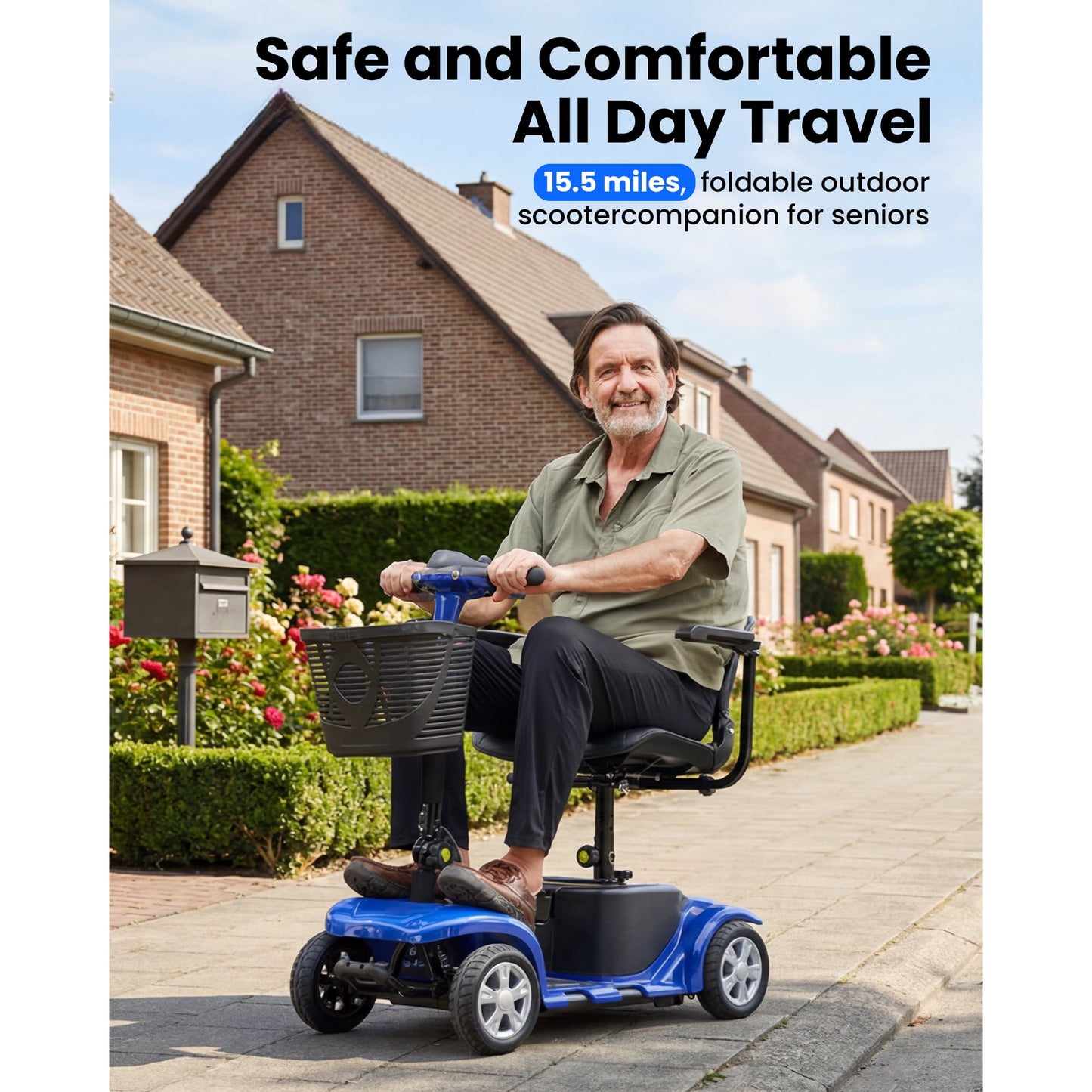 QEASET 4 Wheel Mobility Scooter,Mobility Scooter for Adults, Senior, Electric Powered Chargeable Device for Travel,Mother's Day gift