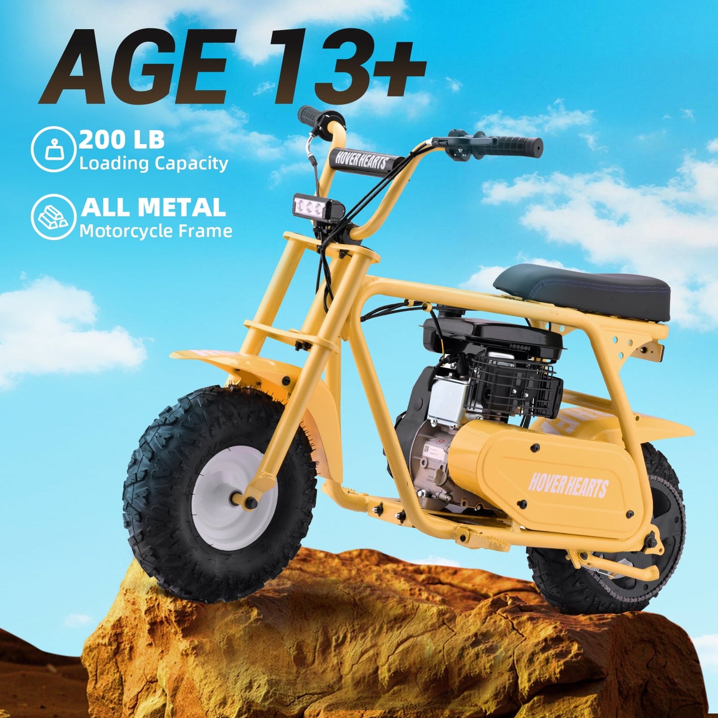 Aoemoe 4-Stroke 99cc Mini Dirt Bike, Yellow