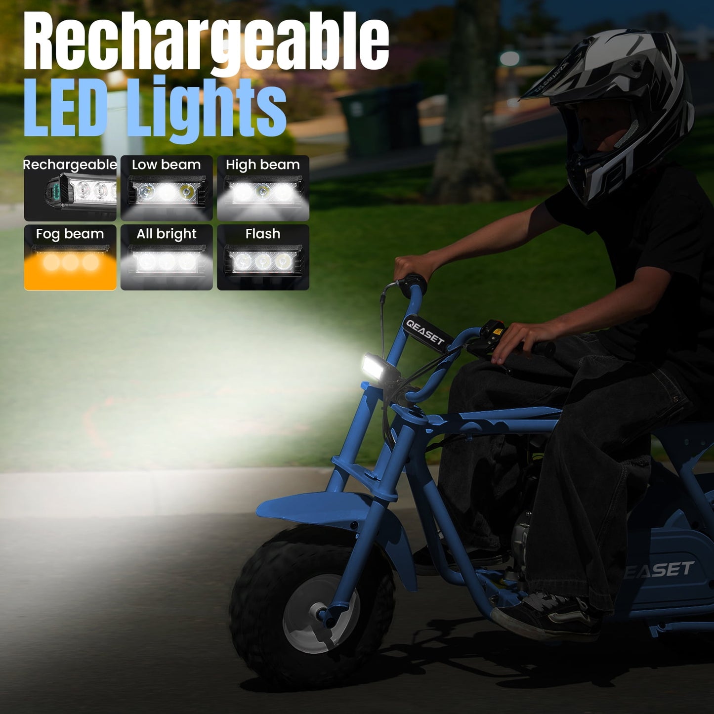 QEASET Mini Dirt Bike – 30 km/h 4-Stroke Off-Road Motorcycle for Teens & Adults,Blue