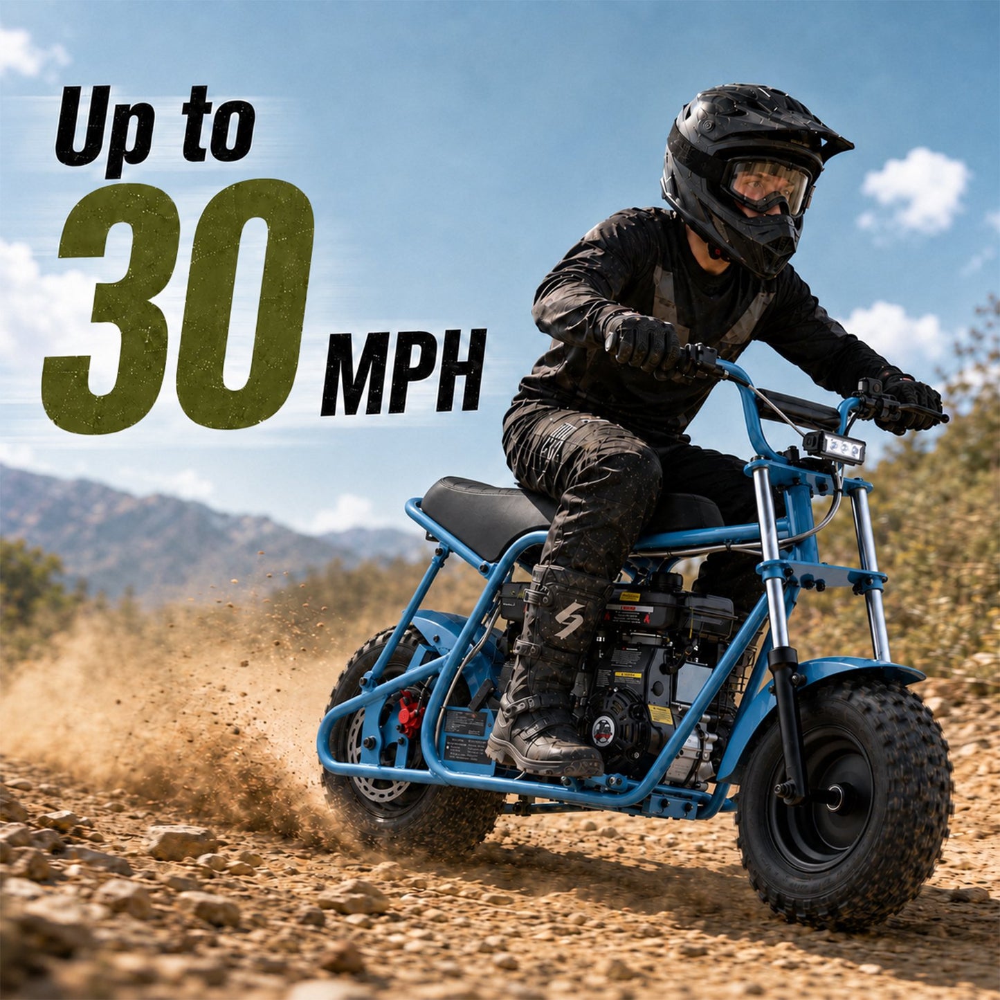 Aoemoe 105CC Dirt Bike, 30 MPH High-Speed Off-Road Motorcycle, Blue