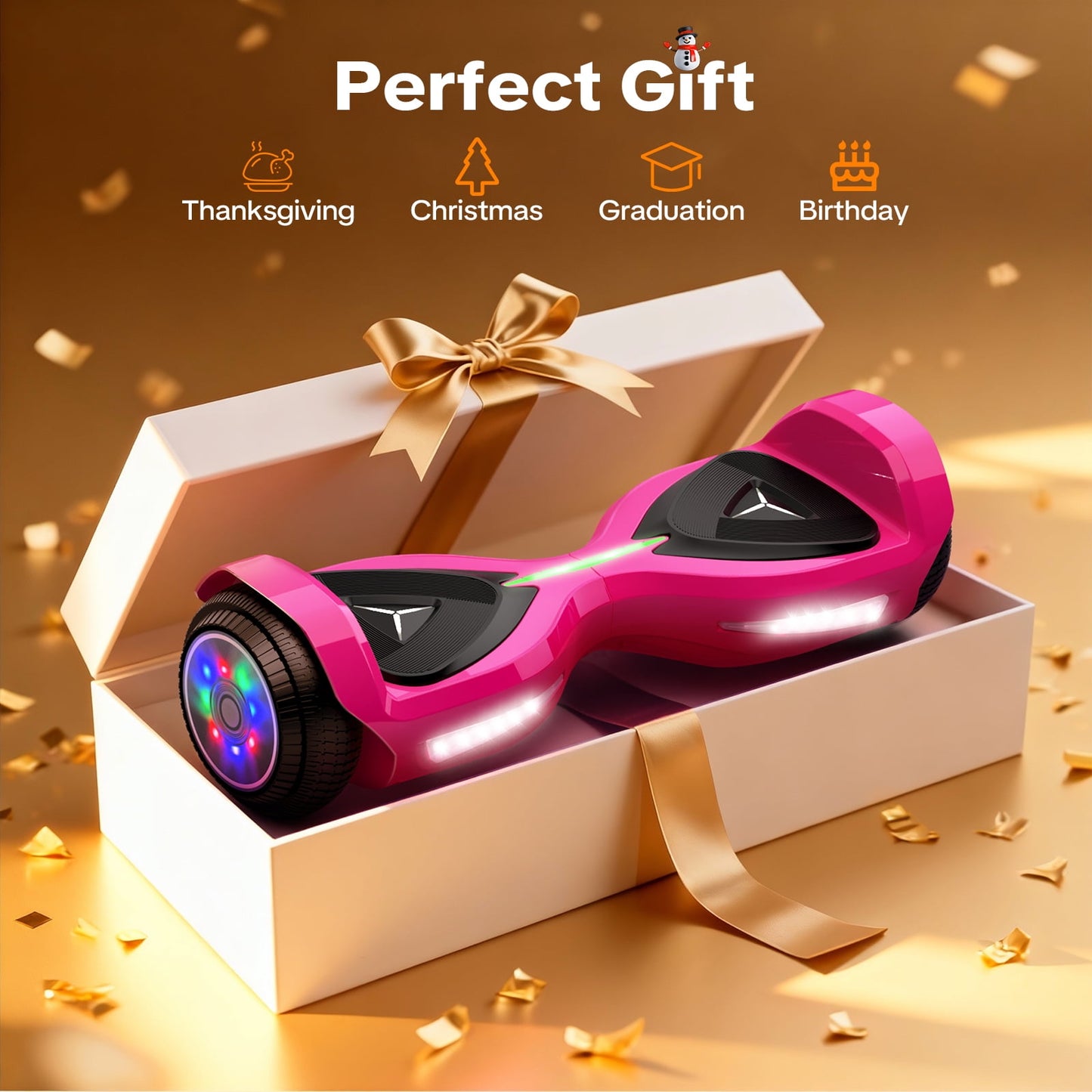 Hover Off Road Board Electric Scooter with LED Lights & 400W Motor, Kids Scooter with 9MPH Max Speed, Electric Scooter with Bluetooth Speakers, Tcdjtc Self-Balance Scooter for Kids