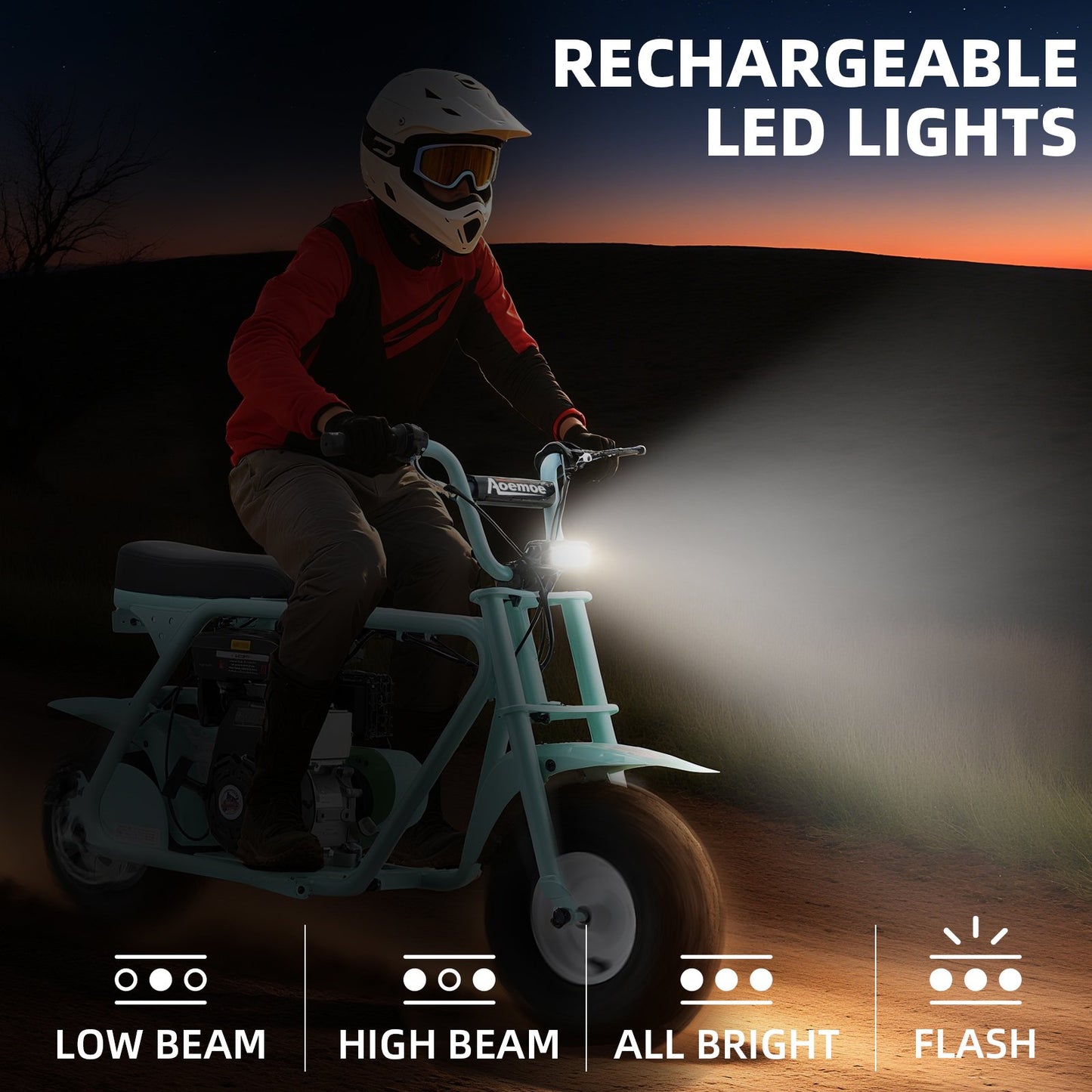 Mini Bike, Gas Dirt Bike, Minibike, Gas Powered Mini Bikes for Adults, 99cc-4 Stroke Pit Bikes with Led, Dirtbike Max Load 200 Lbs, Speed 34.5 KM/H, Perfect Gift