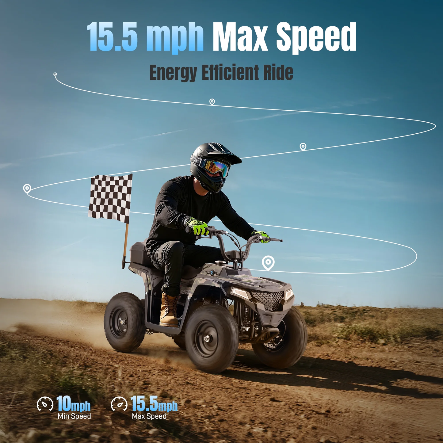 Aoemoe 40 cc Gas Off-Road Ride-On, 10-15.5 mph, Parent Speed Key, Green Camo