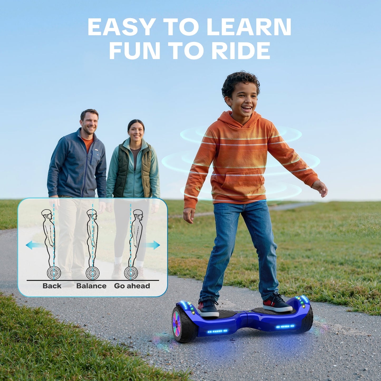 Off Road Hoverboards with Bluetooth, Tcdjtc Self Balancing Scooter with LED Lights, 6.5" Tires