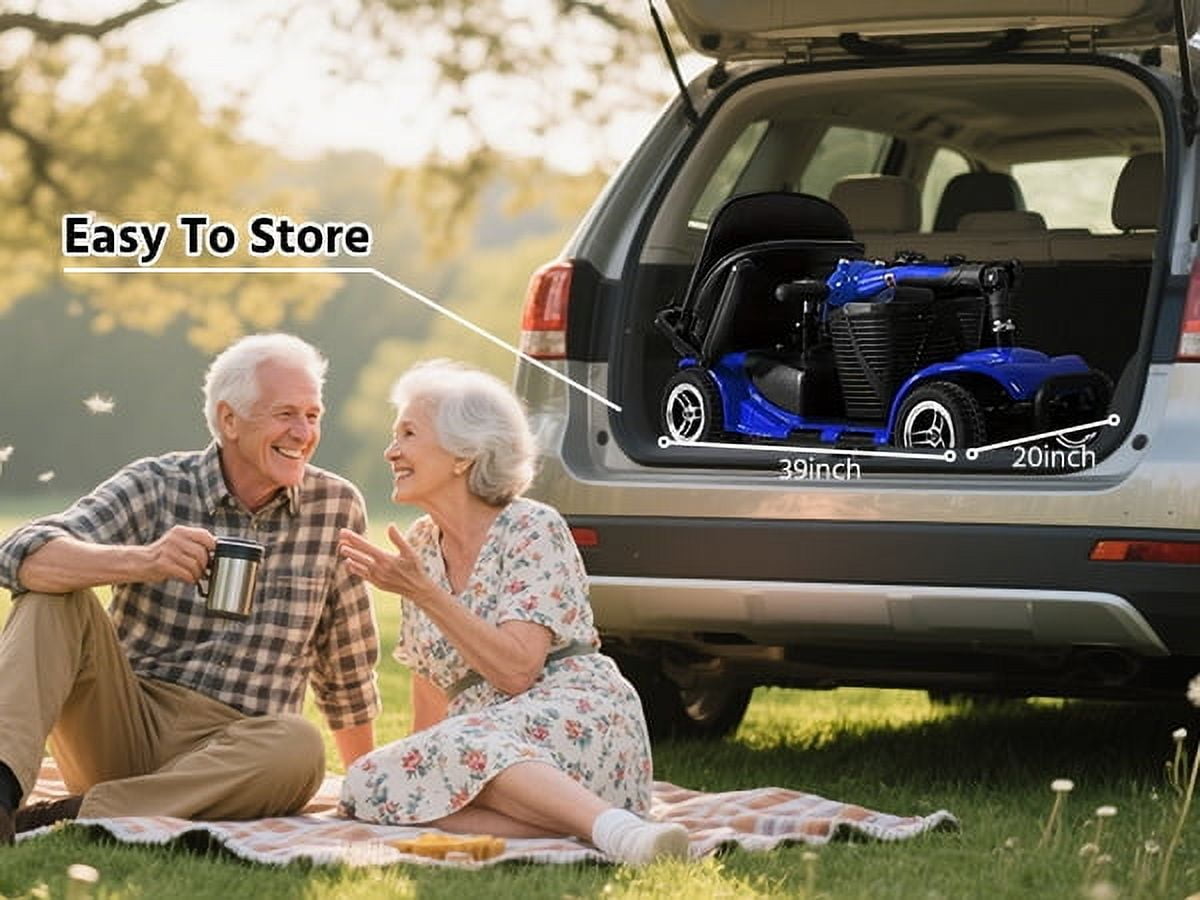 4 Wheels Mobility Scooter for Adults, Senior Electric Powered Chargeable Device for Travel, Lightweight and Portable, with LED Headlights and Basket, Charger Included (Purple)