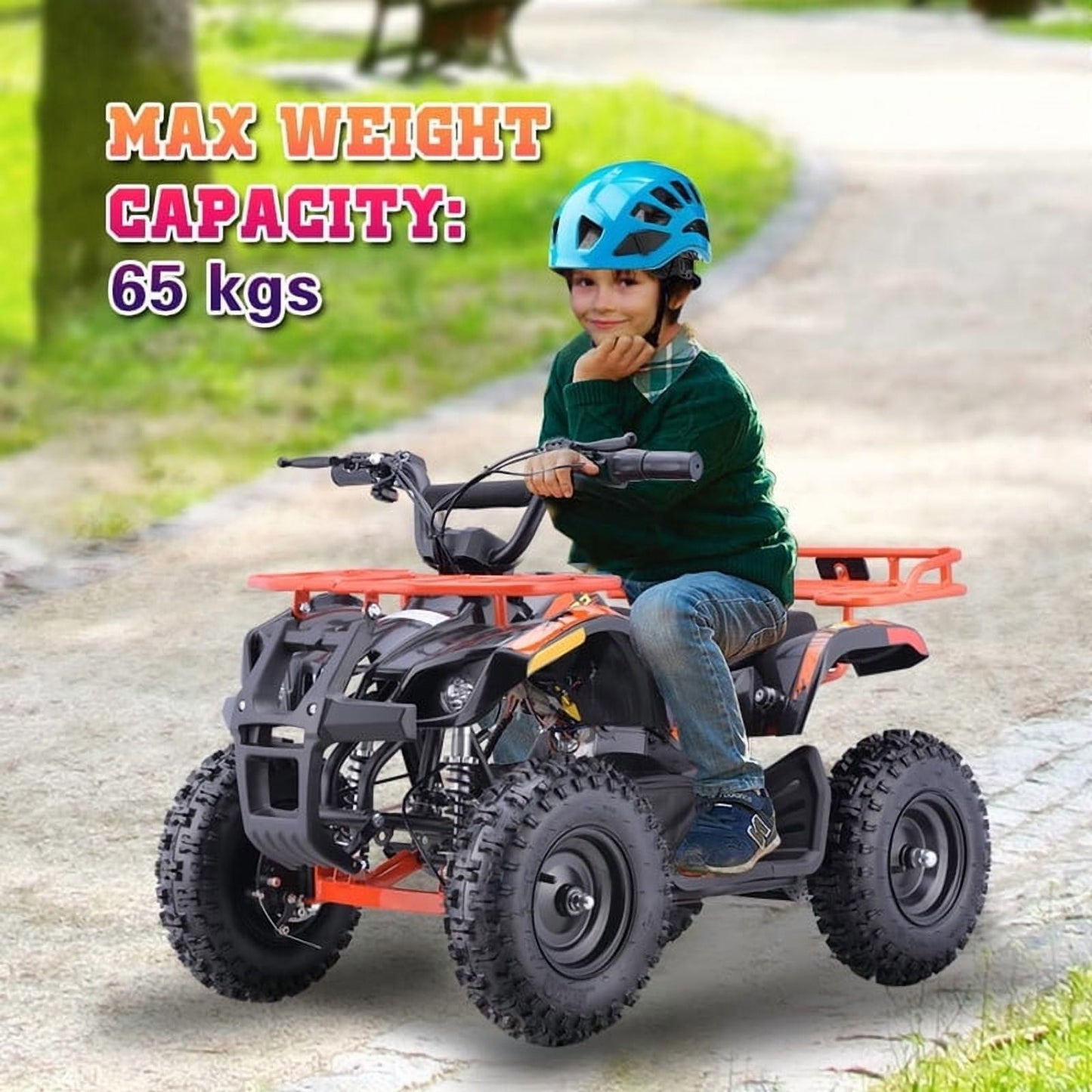QEASET Electric atv Dirt Quad, 36V 500W Motor, 12-17mph Speed, Twist Grip Acceleration & Hand Operated Disc Brakes,Knobby Air Tires, Multiple Colors, Holiday Gifts