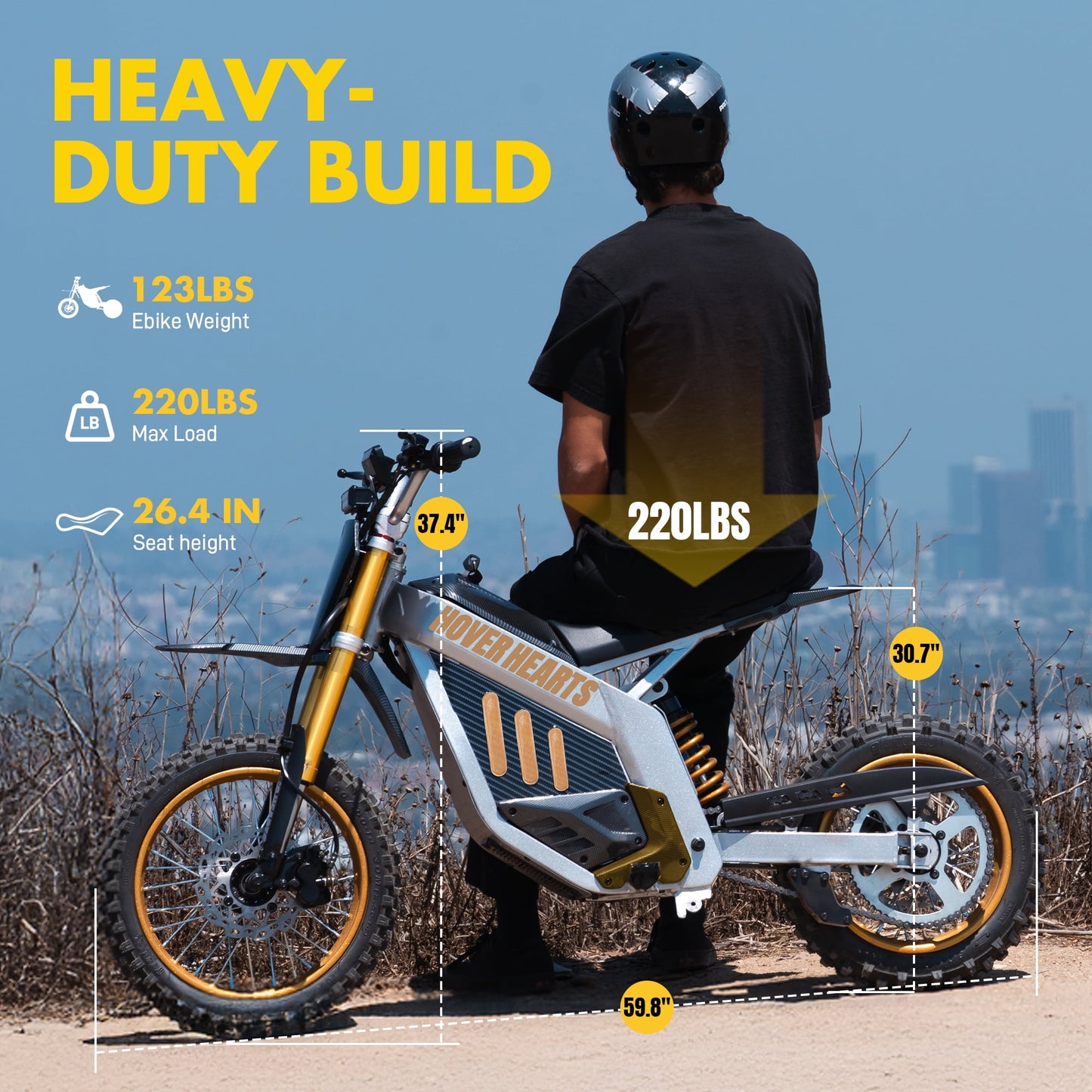 HOVERHEART 48V 3000W(Peak Power)Electric Dirt Bike for Adults - 42Mph Max Speed,Off-Road Motorcycle with Safe LFP Battery and Dual Hydraulic Disc Brakes