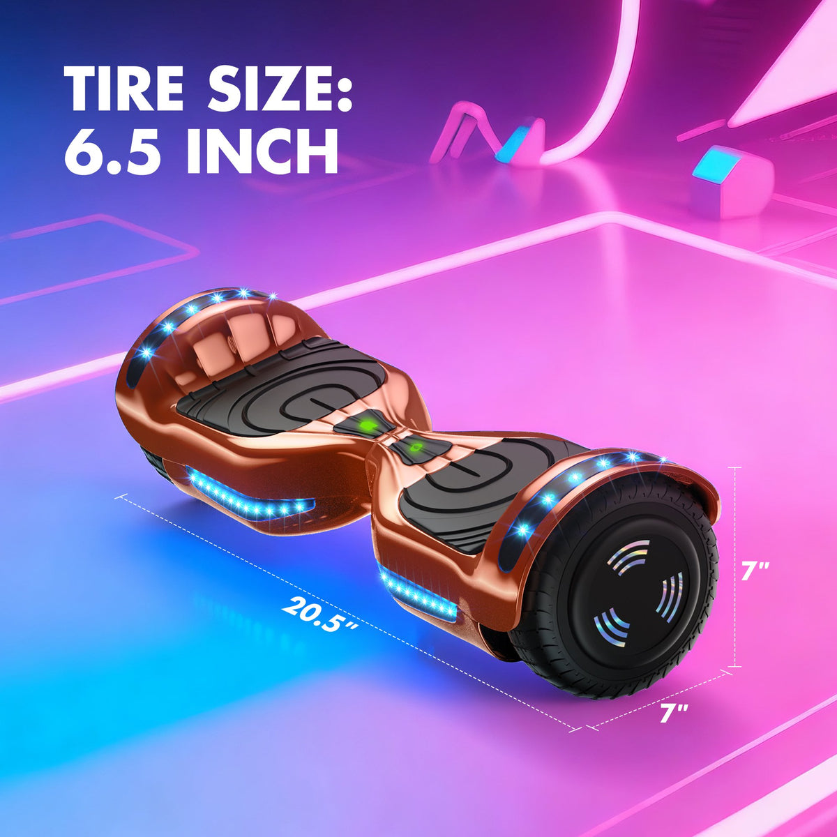 Hover Off Road Board Electric Scooter with LED Lights & 400W Motor, Kids Scooter with 9MPH Max Speed, Electric Scooter with Bluetooth Speakers, Tcdjtc Self-Balance Scooter for Kids