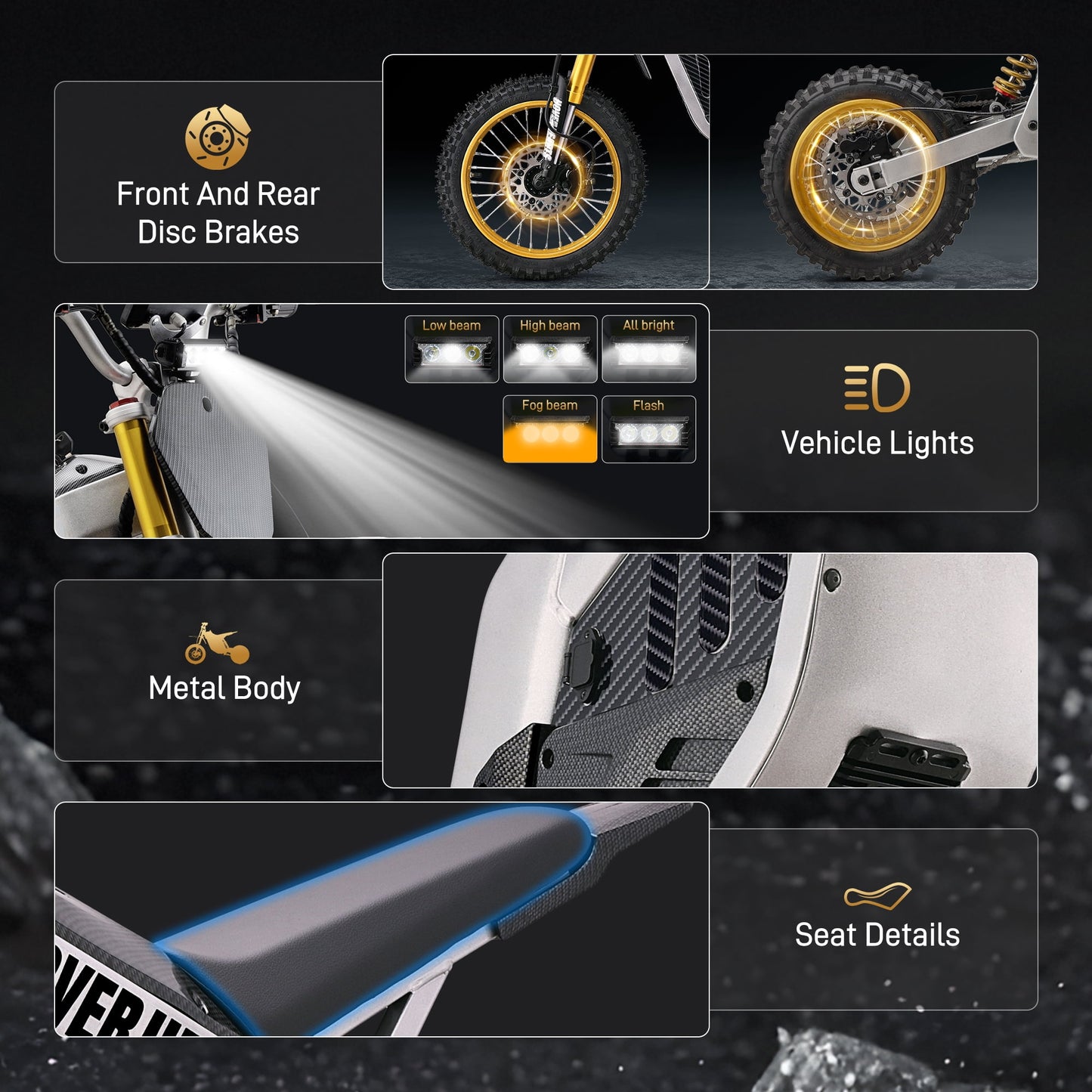 Electric Dirt Bike with 3000W Motor, Pescroa Electric Motorcycle with 37MPH Max Speed, Kids & Adults Dirt Bike for Ages 13 and up, Kids Motorcycle with 50 Miles Max Range, Dual Hydraulic Disc Brakes